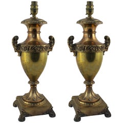 Pair of Vintage Brass Two Handled Table Lamps