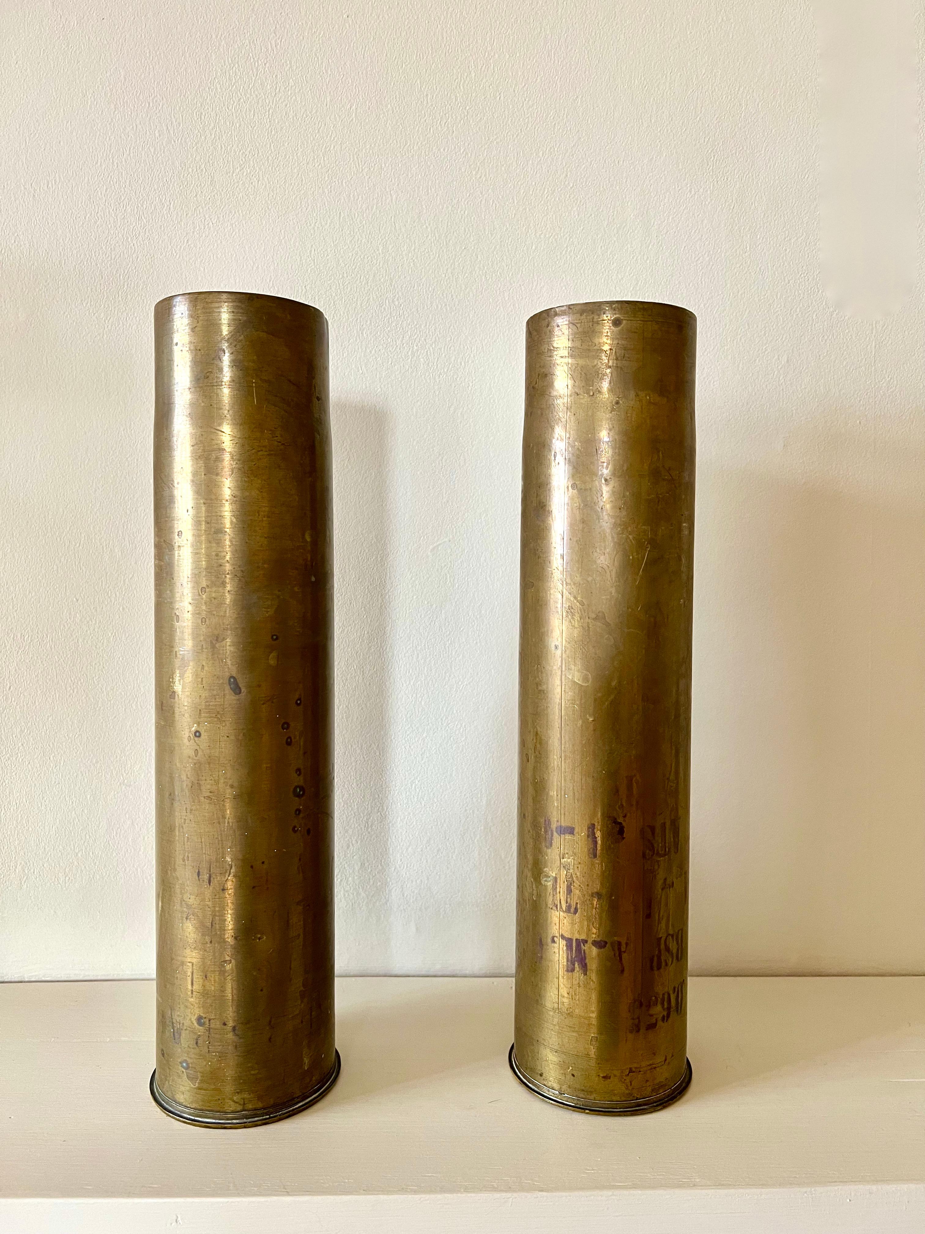 Pair of vintage brass vases from France, early to mid 20th century For Sale 1