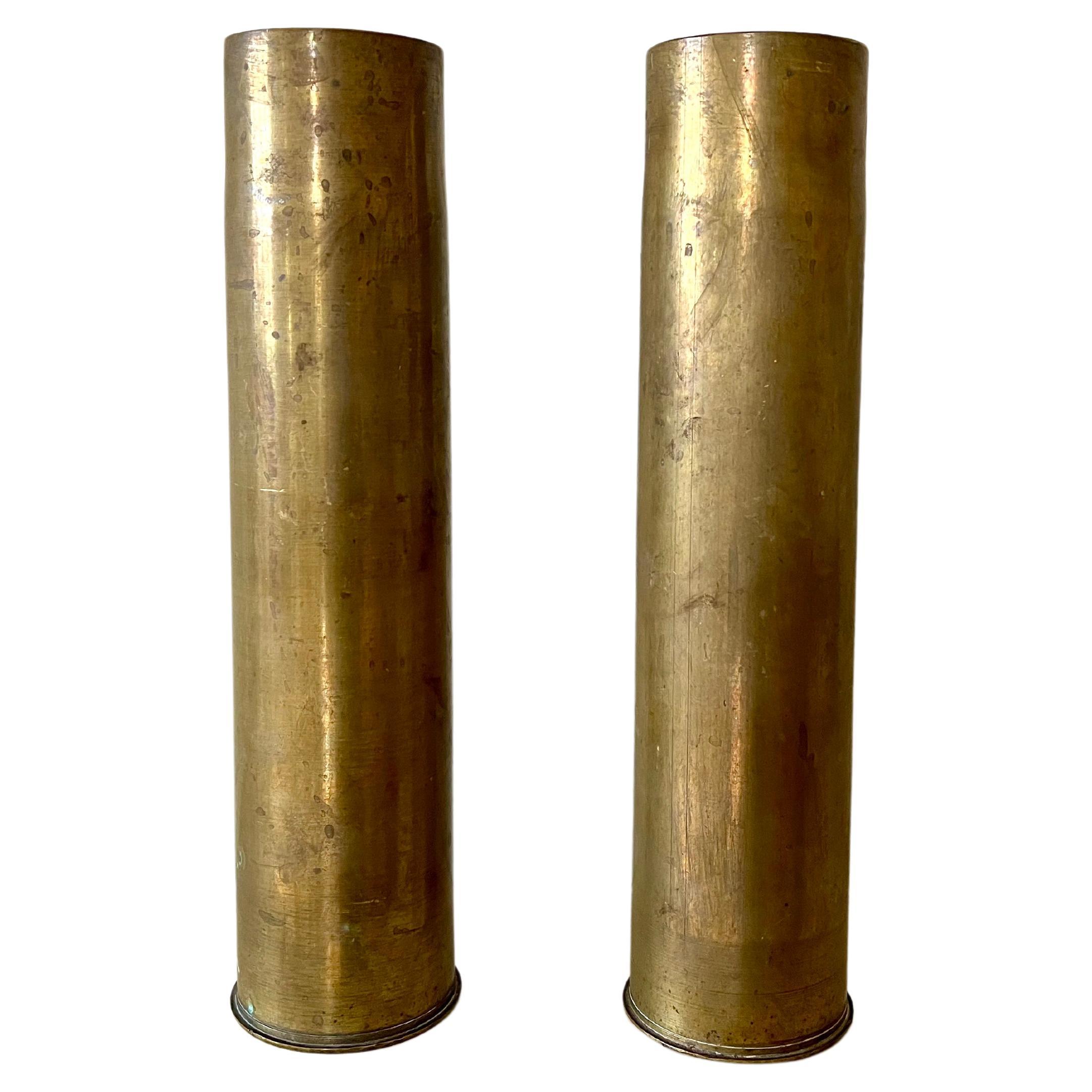 Pair of vintage brass vases from France, early to mid 20th century For Sale