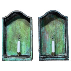 Pair of Vintage Brass Wall Hanging Lantern