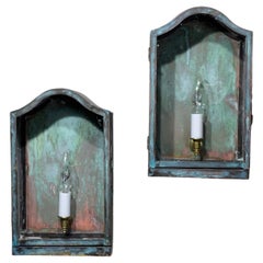 Paire de lanternes murales vintage en laiton