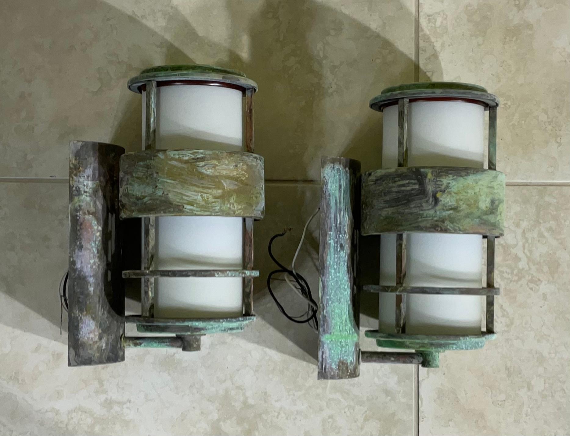 Hand-Crafted Pair of Vintage Brass Wall Hanging Sconces-Lantern 