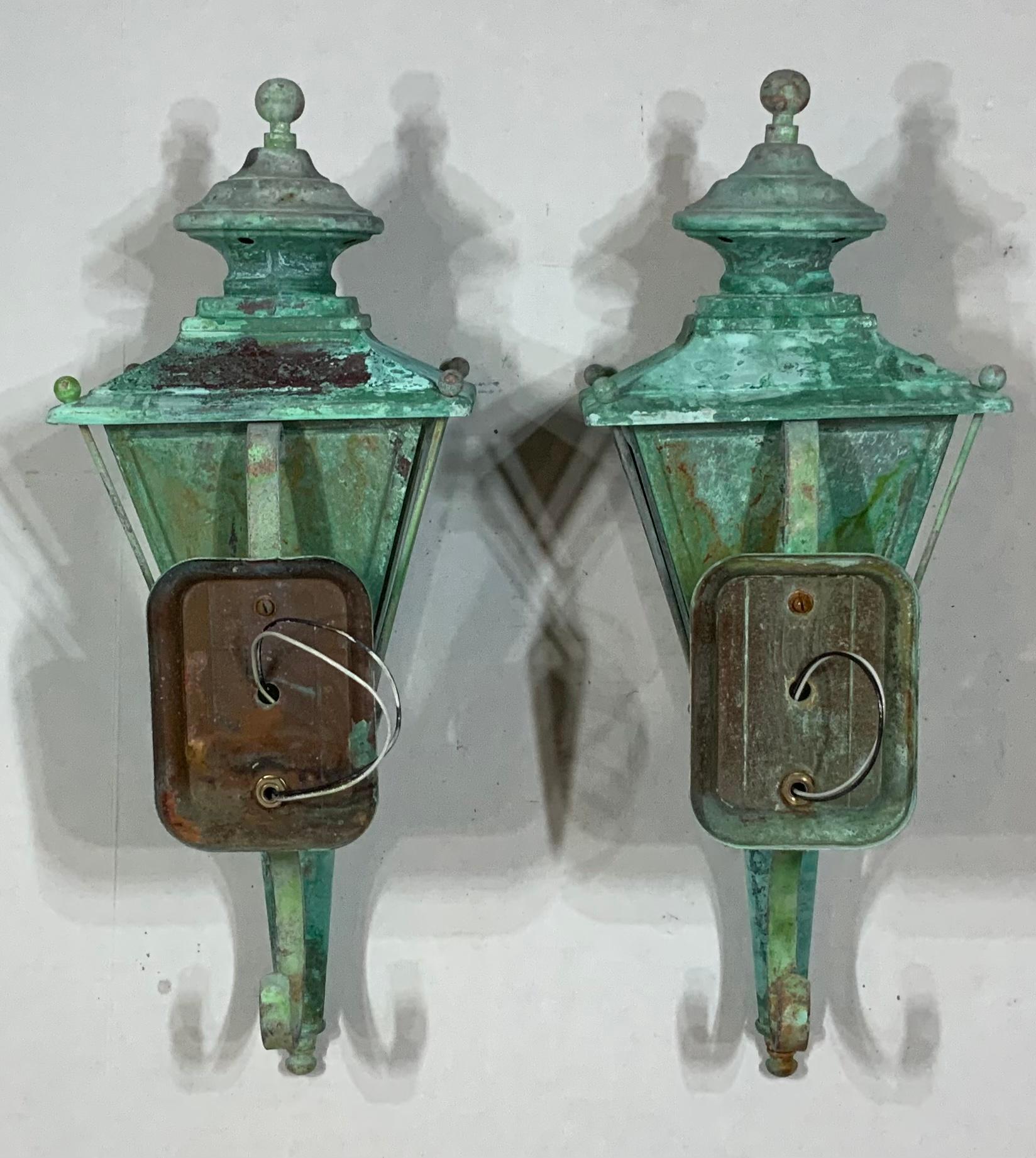 Pair of Vintage Brass Wall Lantern 6
