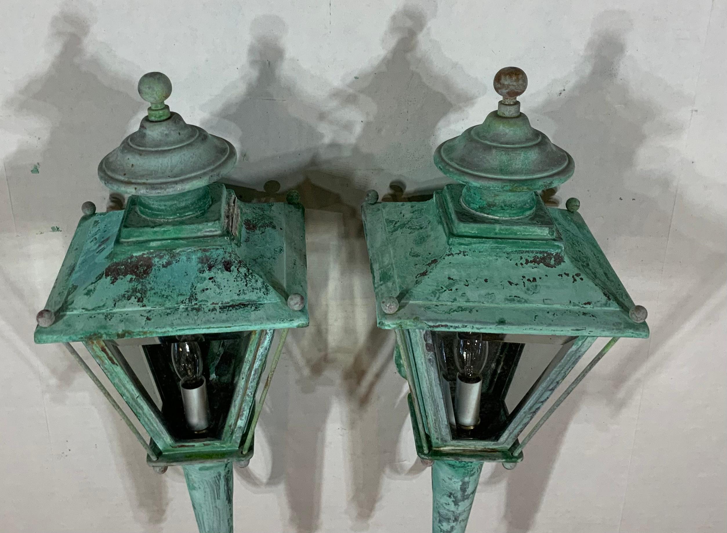 Pair of Vintage Brass Wall Lantern 2