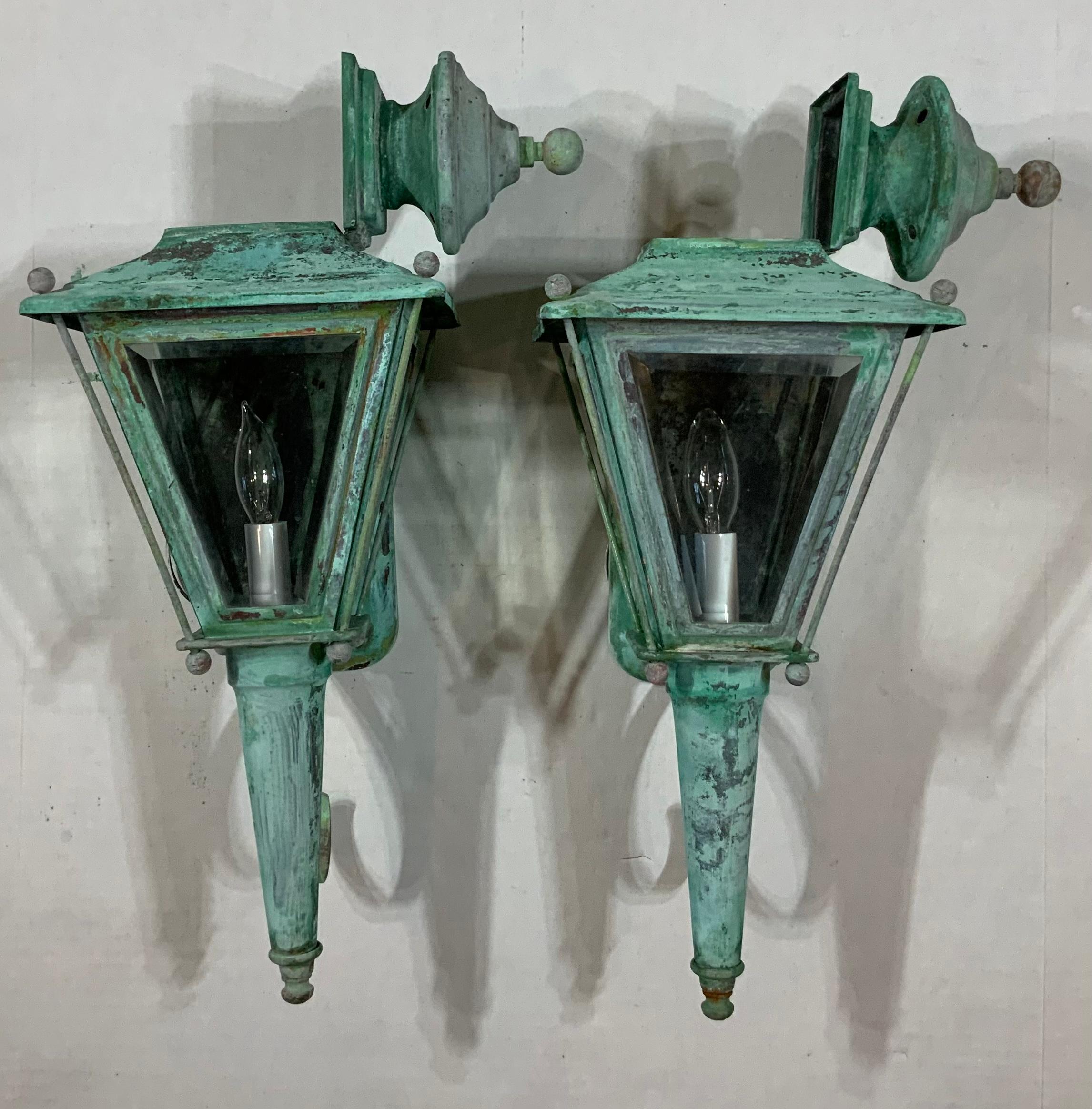 Pair of Vintage Brass Wall Lantern 3