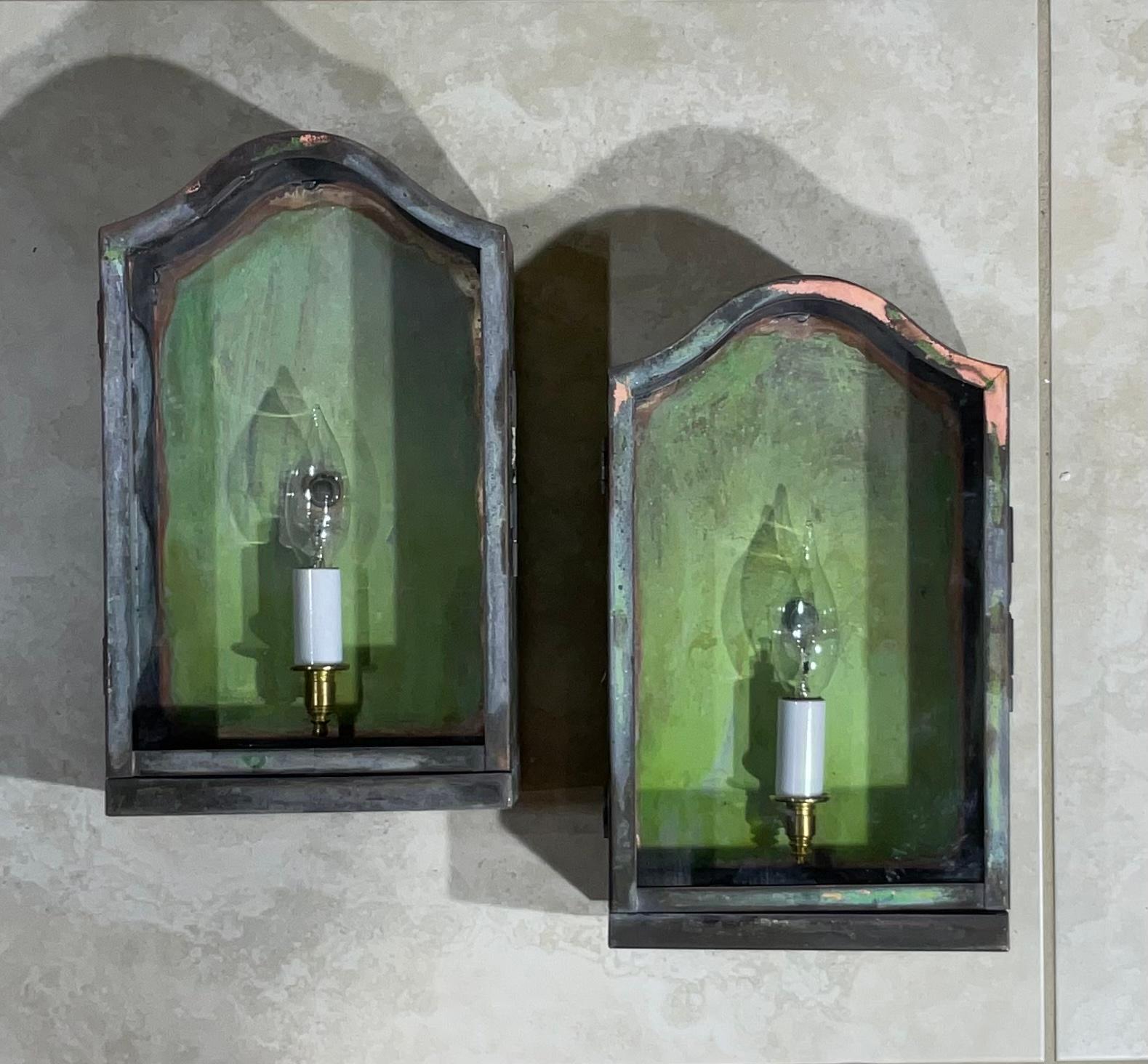 Pair of Vintage Brass Wall Lantern 2