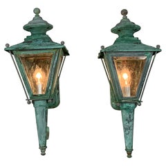 Pair of Vintage Brass Wall Lantern