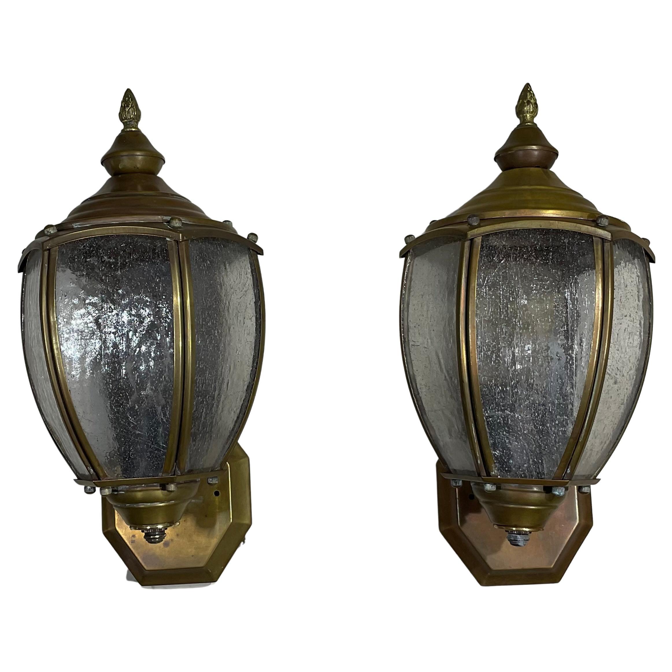 Pair of Vintage Brass Wall Lantern