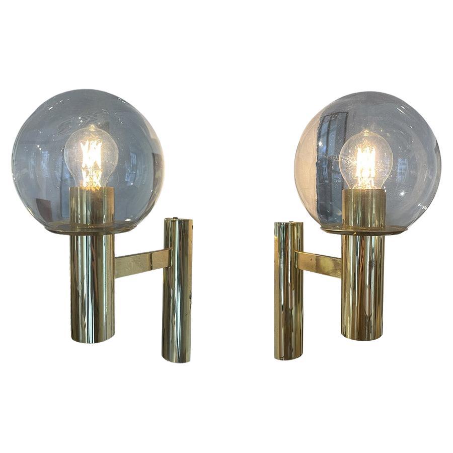 Pair of vintage brass wall lights For Sale