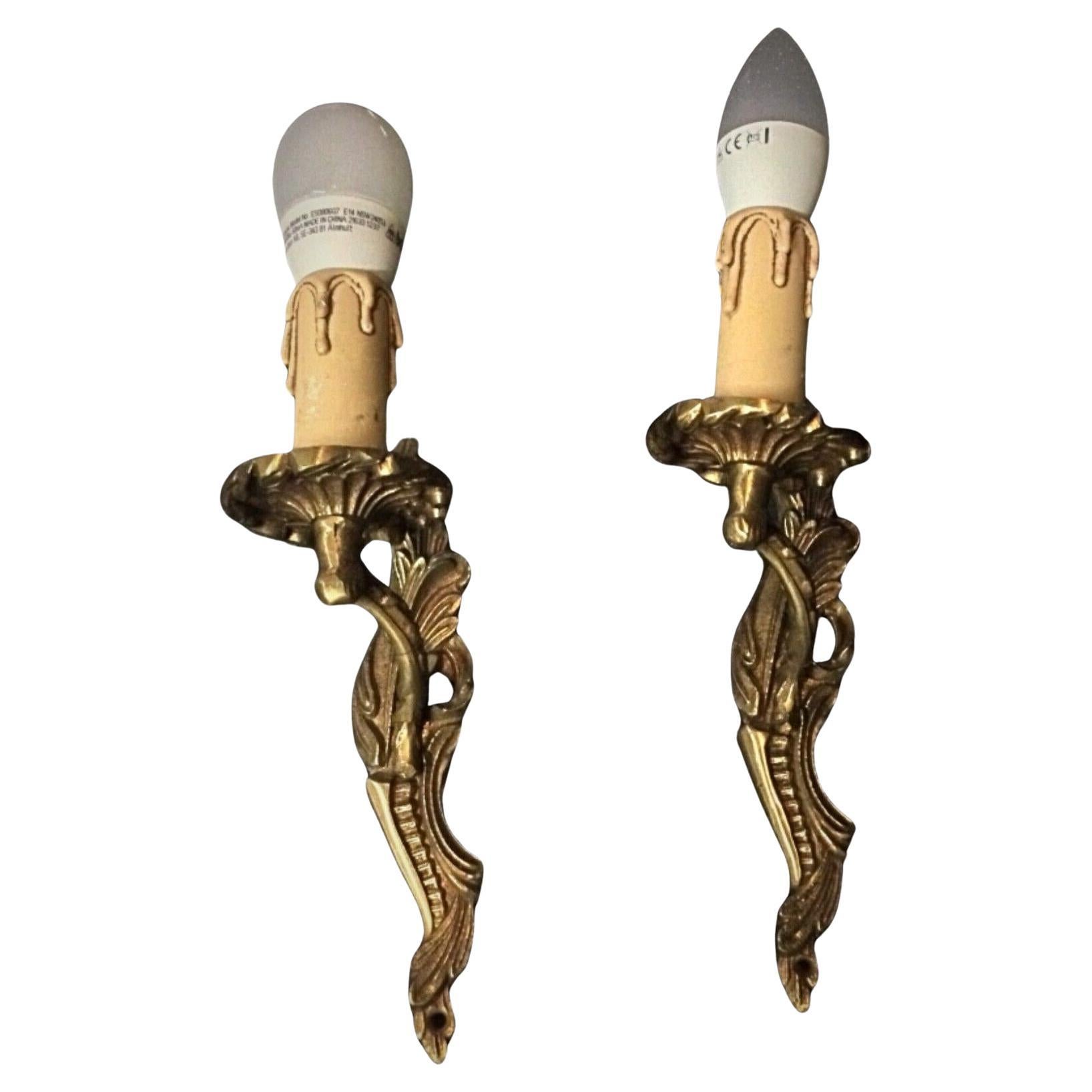 Pair of Vintage Brass Wall Sconces – Classic Design - 2Y60