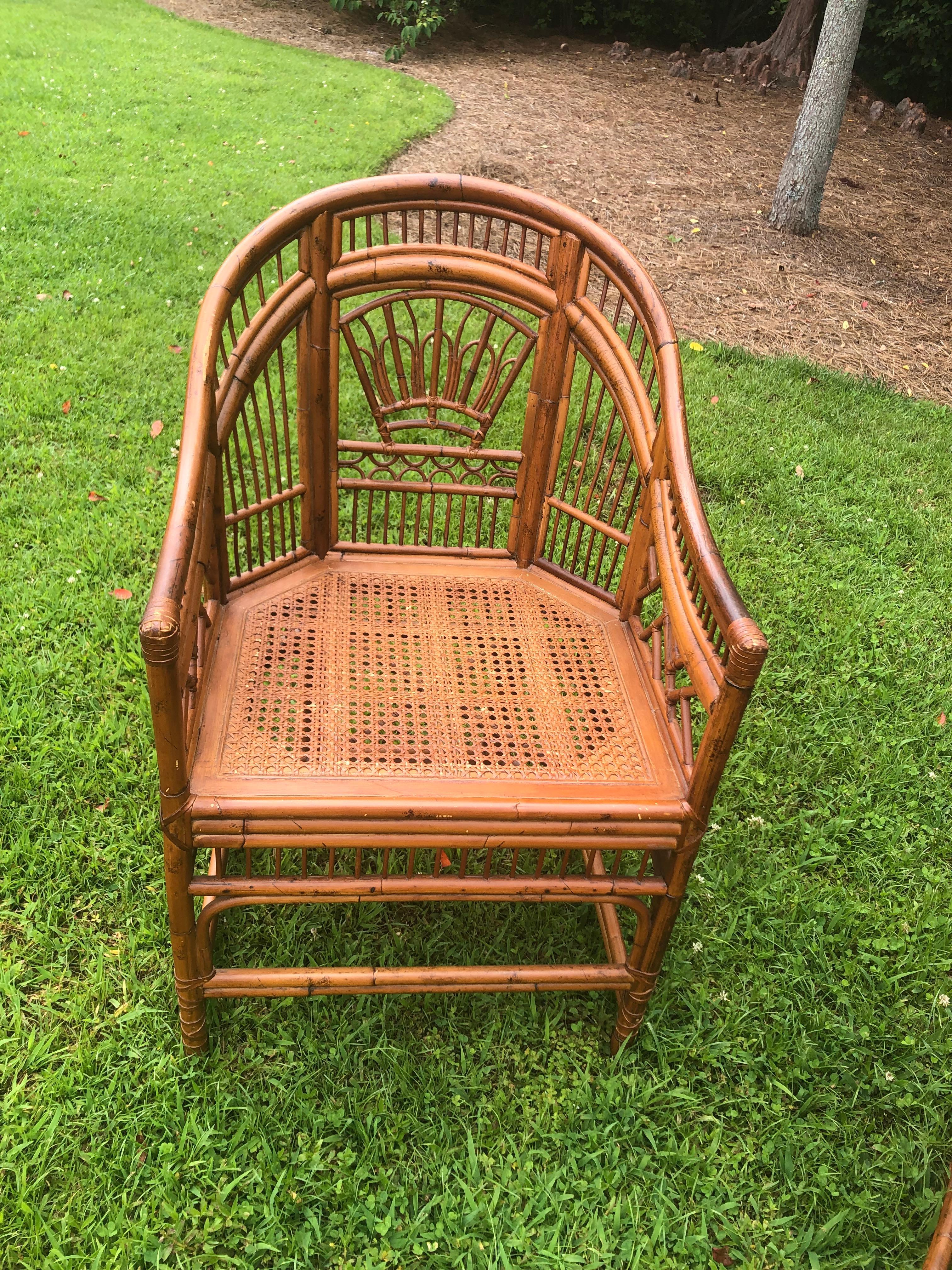 Pair of Vintage Brighton Pavilion Chinese Chippendale Rattan Chairs 5