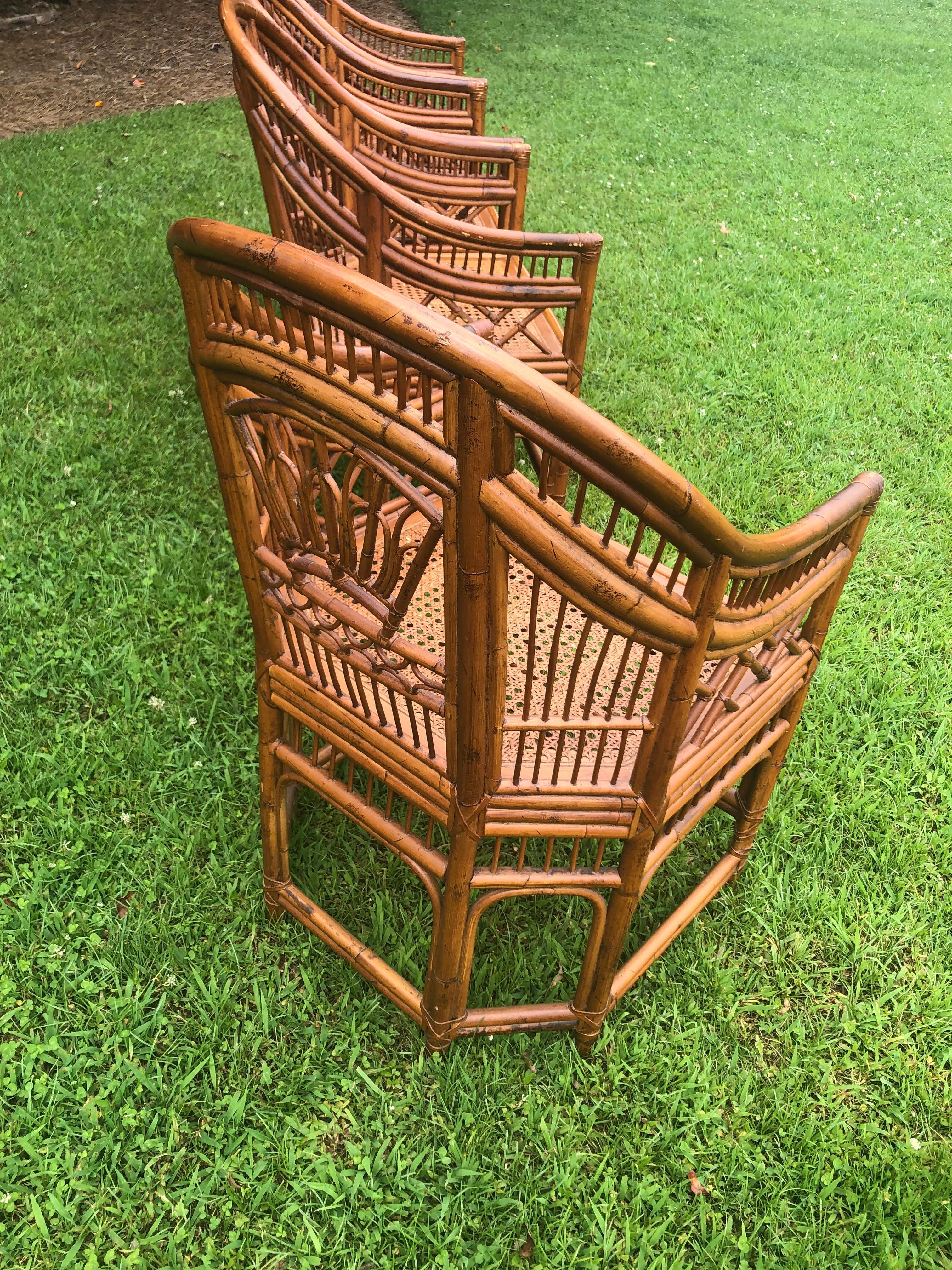 Pair of Vintage Brighton Pavilion Chinese Chippendale Rattan Chairs 7