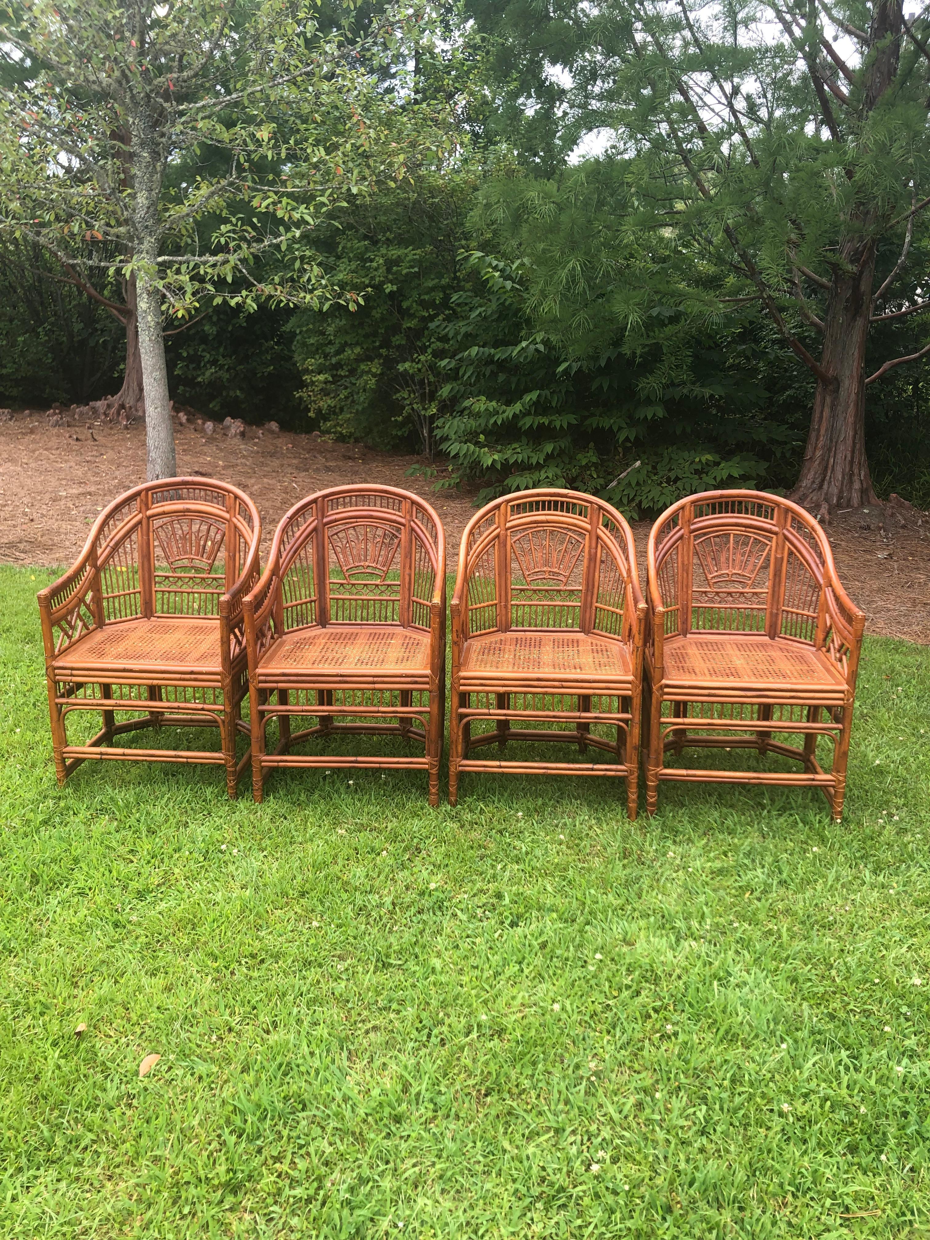Pair of Vintage Brighton Pavilion Chinese Chippendale Rattan Chairs 7