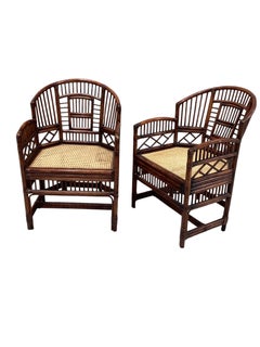 Pair of Vintage Brighton Pavilion Chinese Chippendale Rattan Chairs