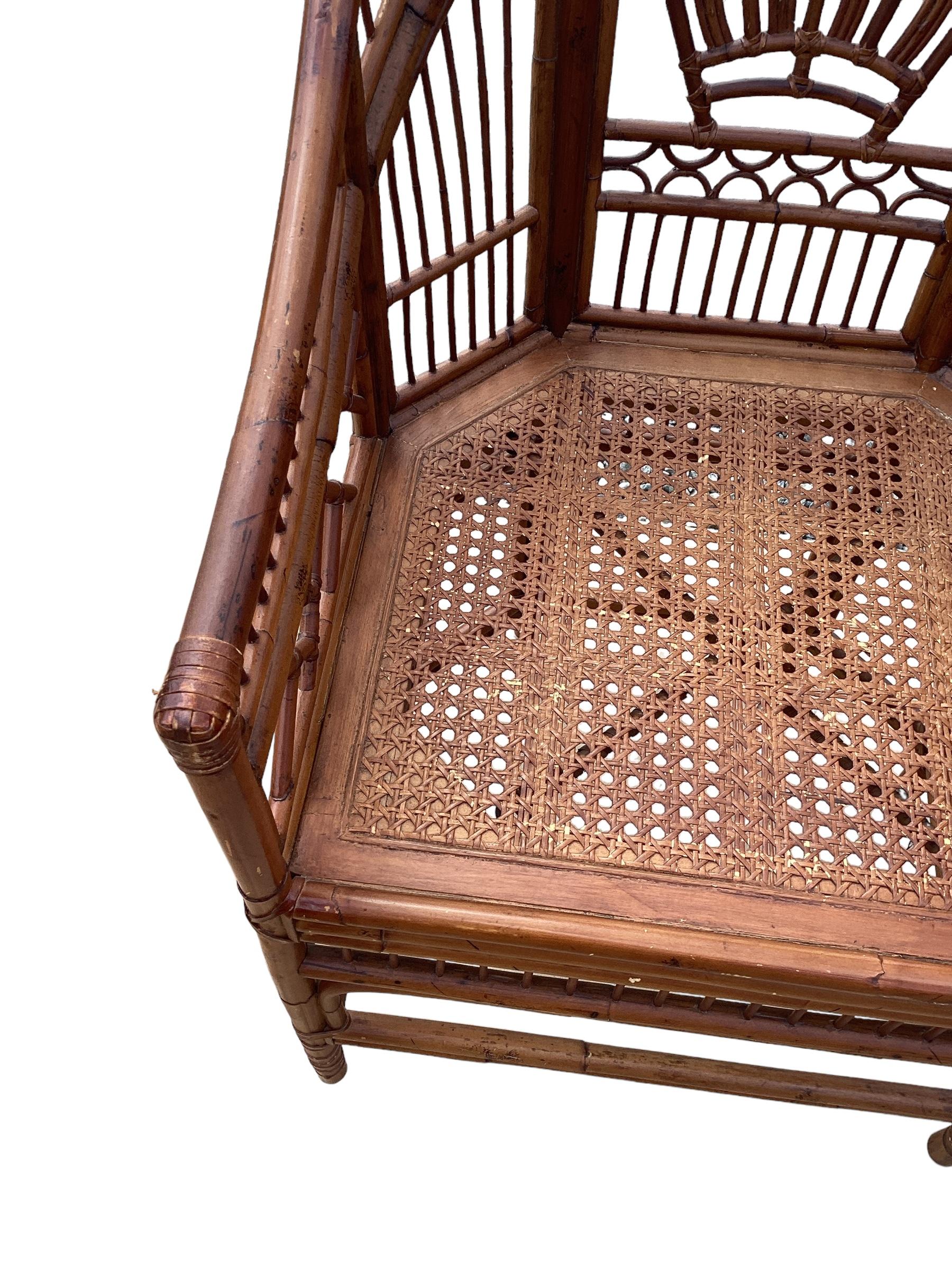 Philippine Pair of Vintage Brighton Pavilion Chinese Chippendale Rattan Chairs