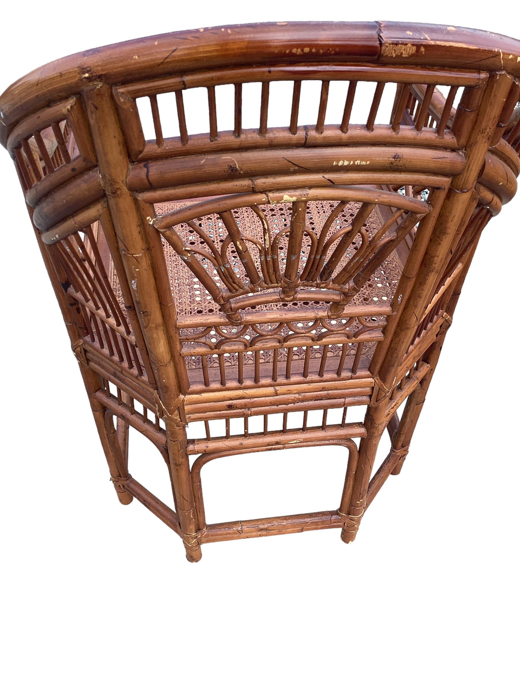 Late 20th Century Pair of Vintage Brighton Pavilion Chinese Chippendale Rattan Chairs