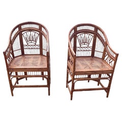 Pair of Vintage Brighton Pavilion Chinese Chippendale Rattan Chairs