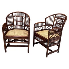 Pair of Vintage Brighton Pavilion Chinese Chippendale Rattan Chairs