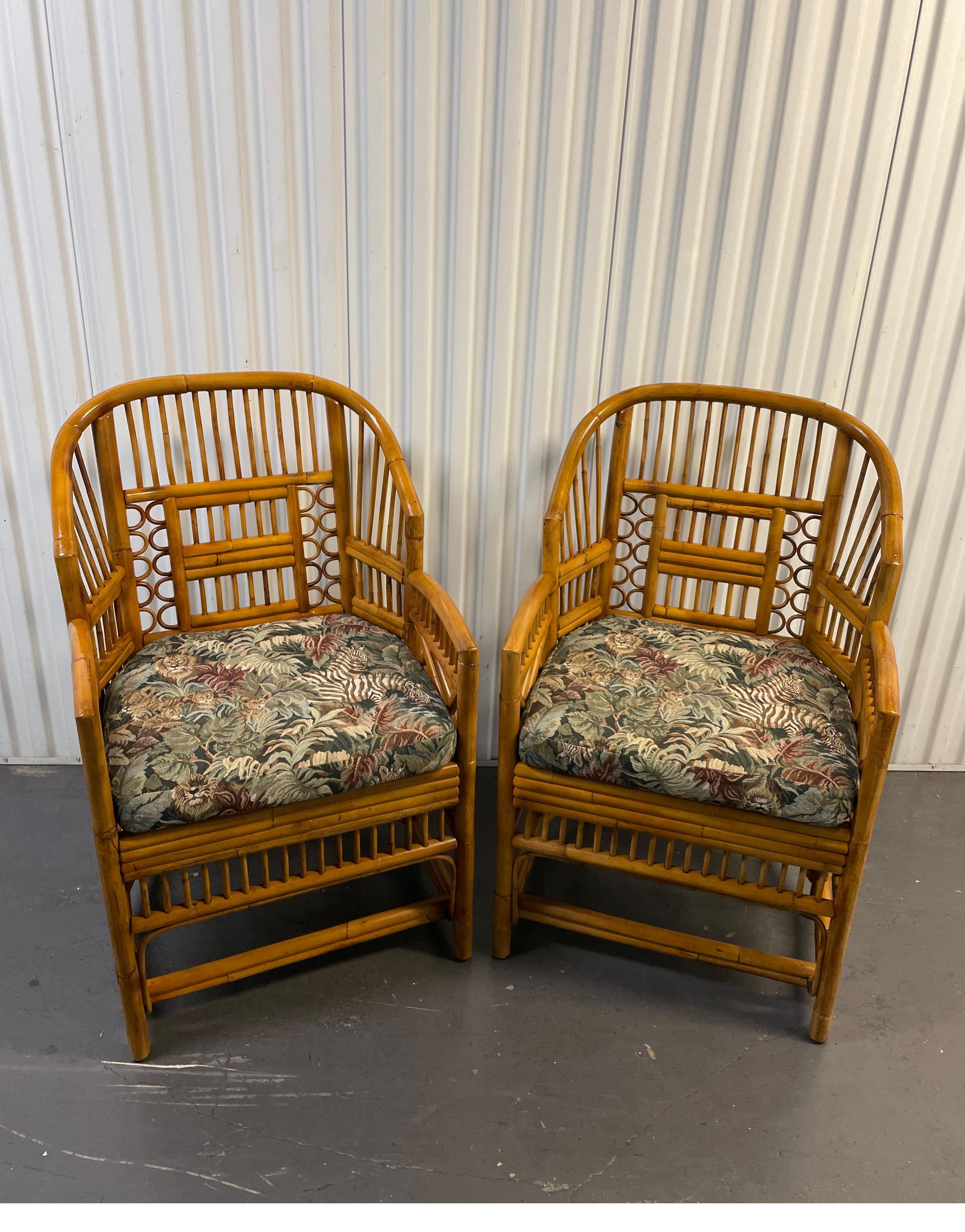 Pair of Vintage Brighton Pavilion Rattan & Bamboo Armchairs 4