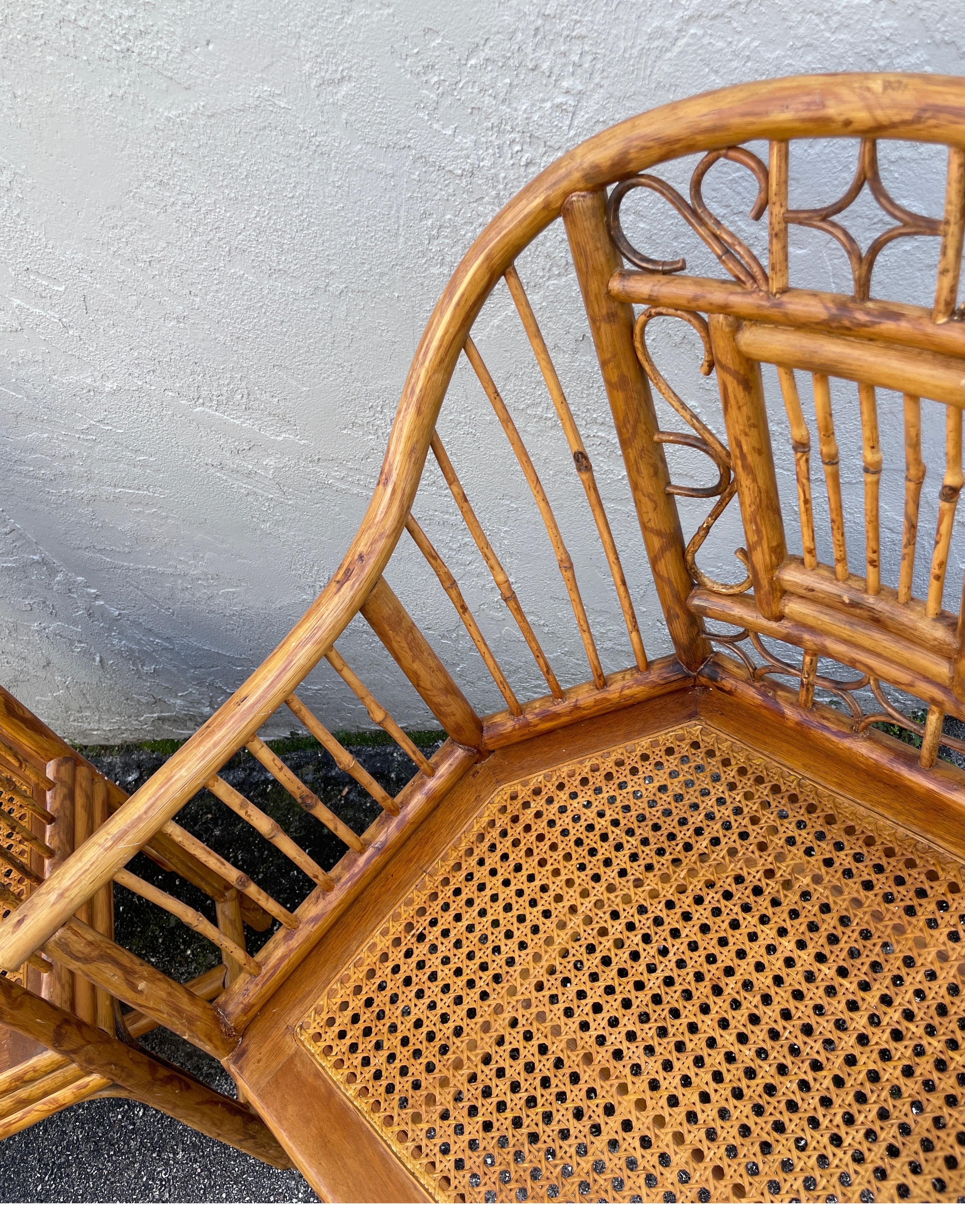 Pair of Vintage Brighton Pavilion Rattan & Burnt Bamboo Armchairs 4