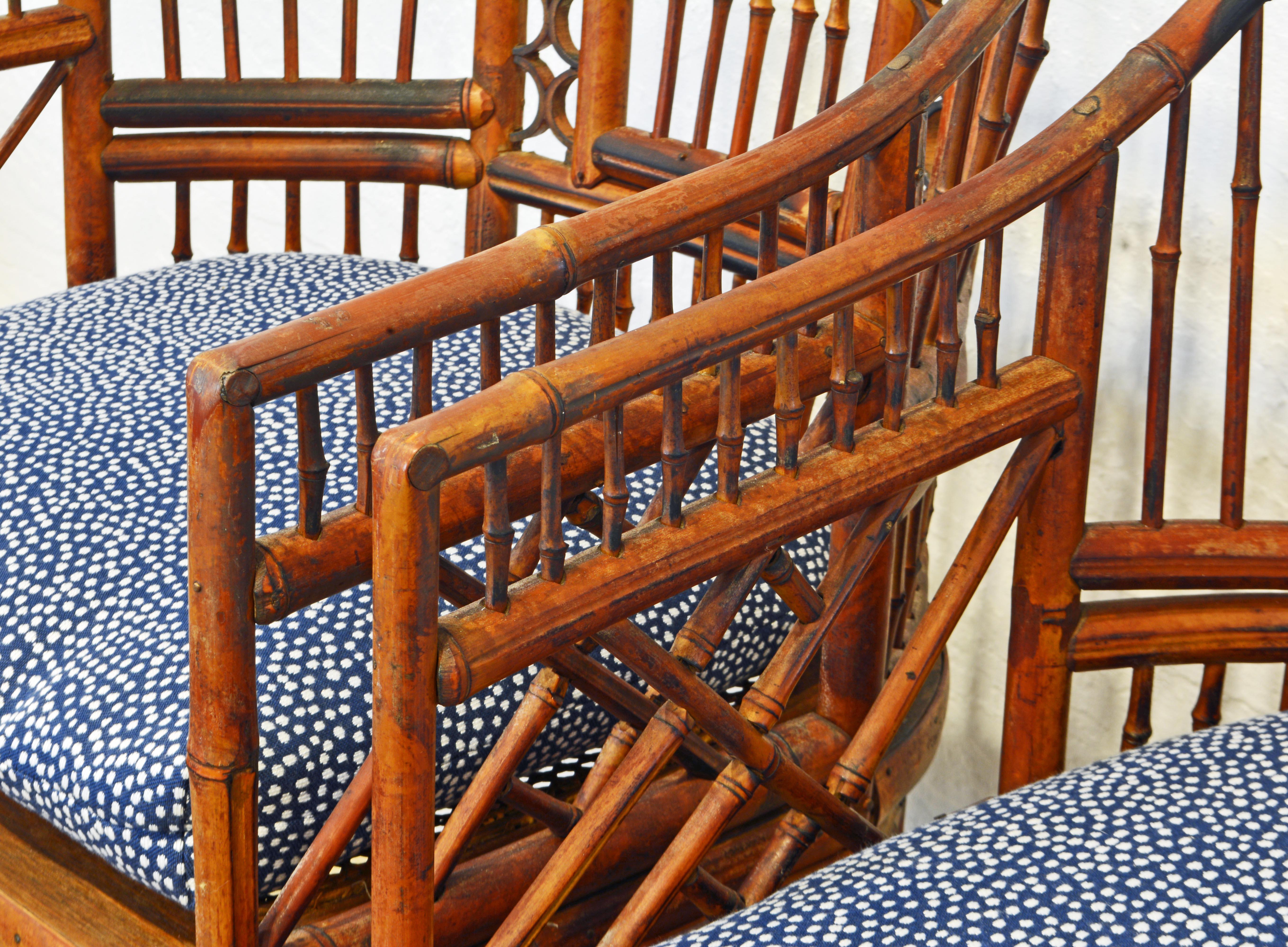 Pair of Vintage Brighton Pavilion Style Chinoiserie Chippendale Bamboo Armchairs 2