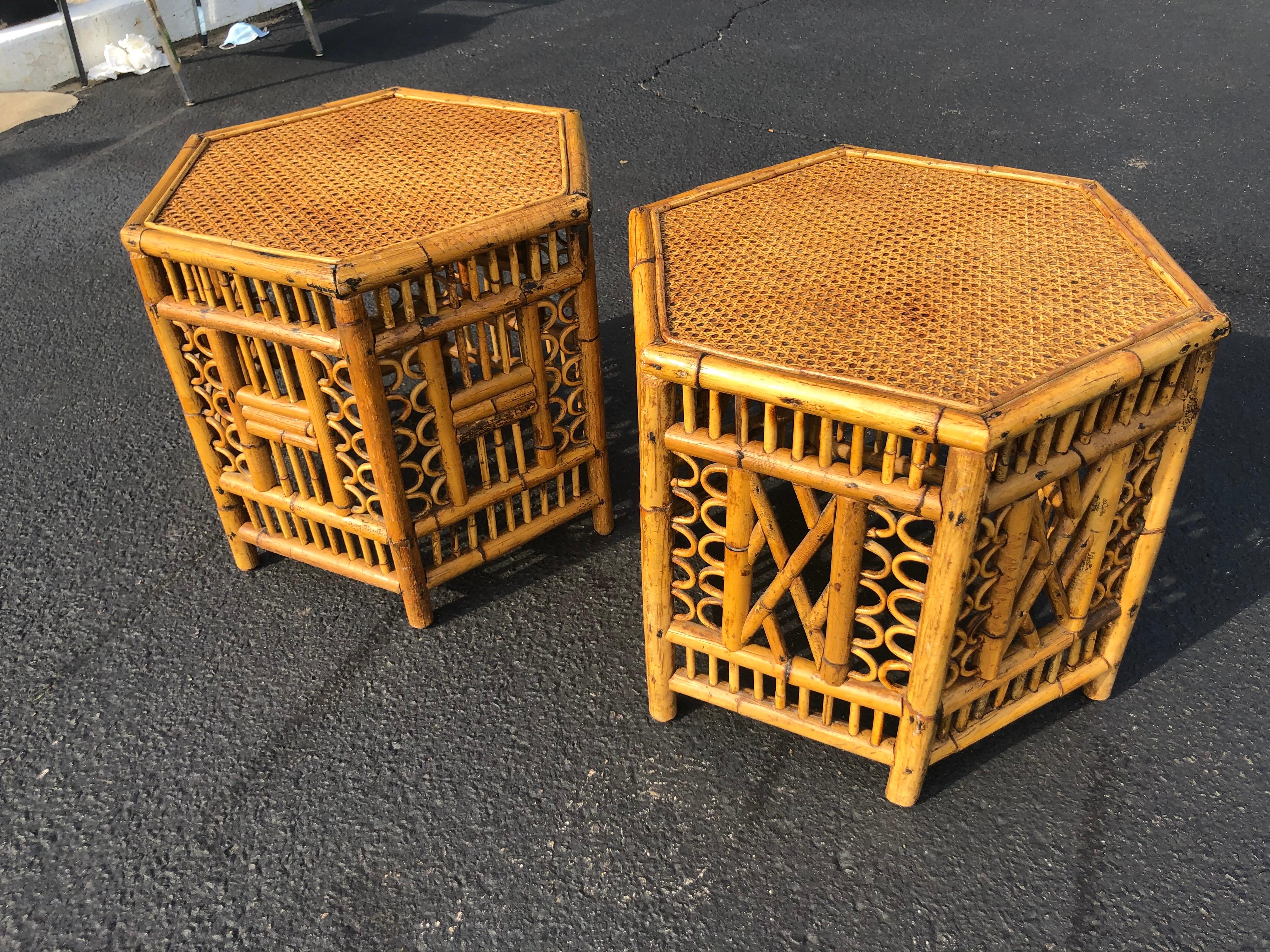 Pair of Vintage Brighton Style Bamboo Tables 4