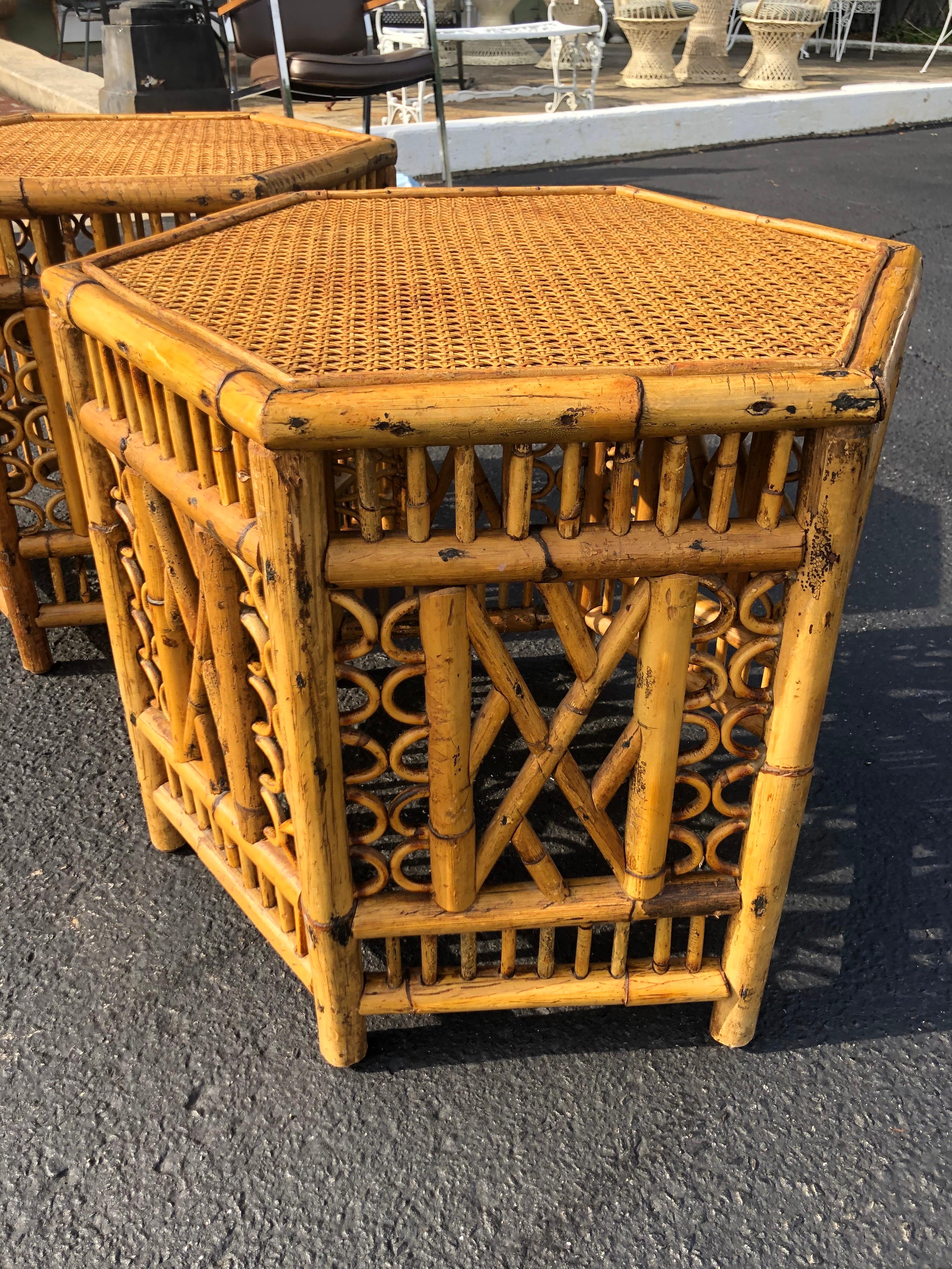 Pair of Vintage Brighton Style Bamboo Tables 5