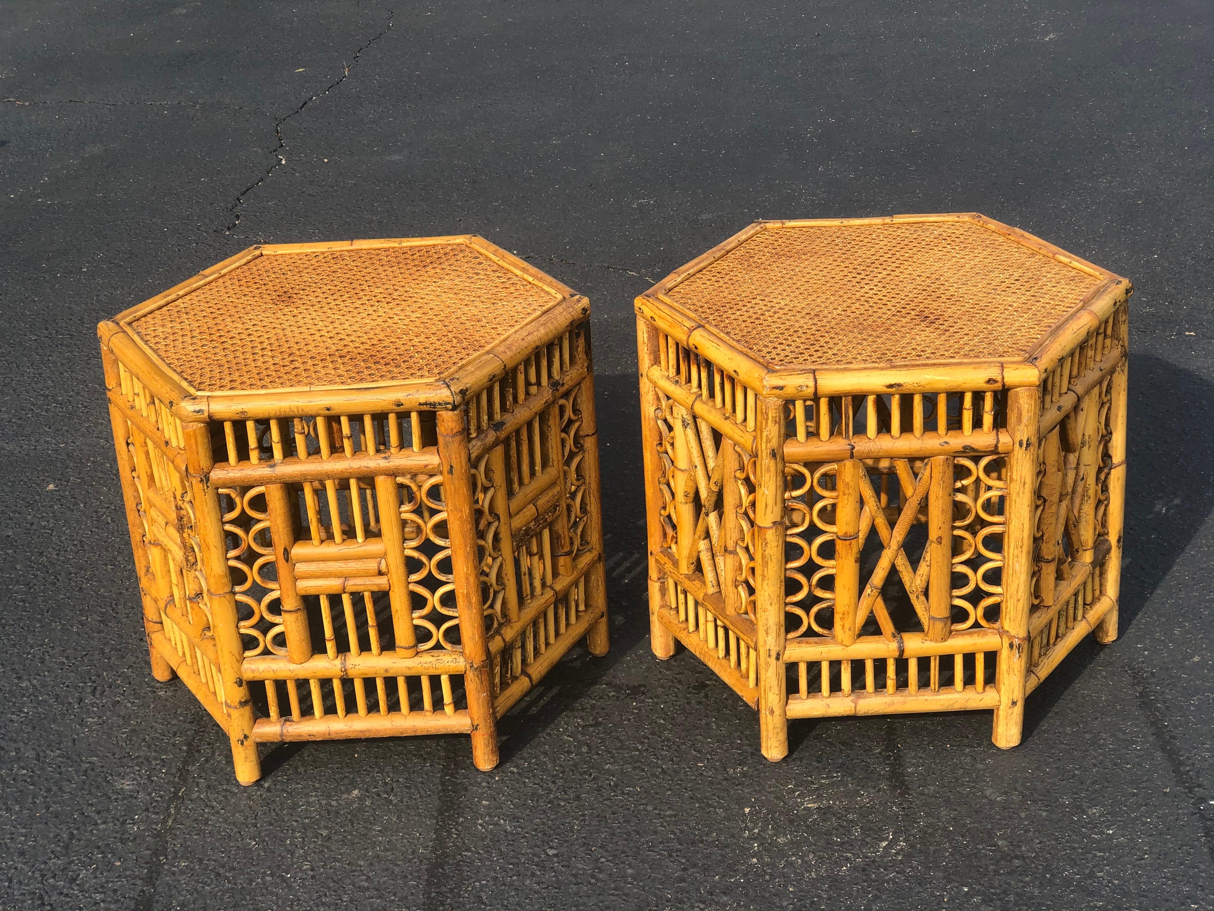 Pair of Vintage Brighton Style Bamboo Tables 11