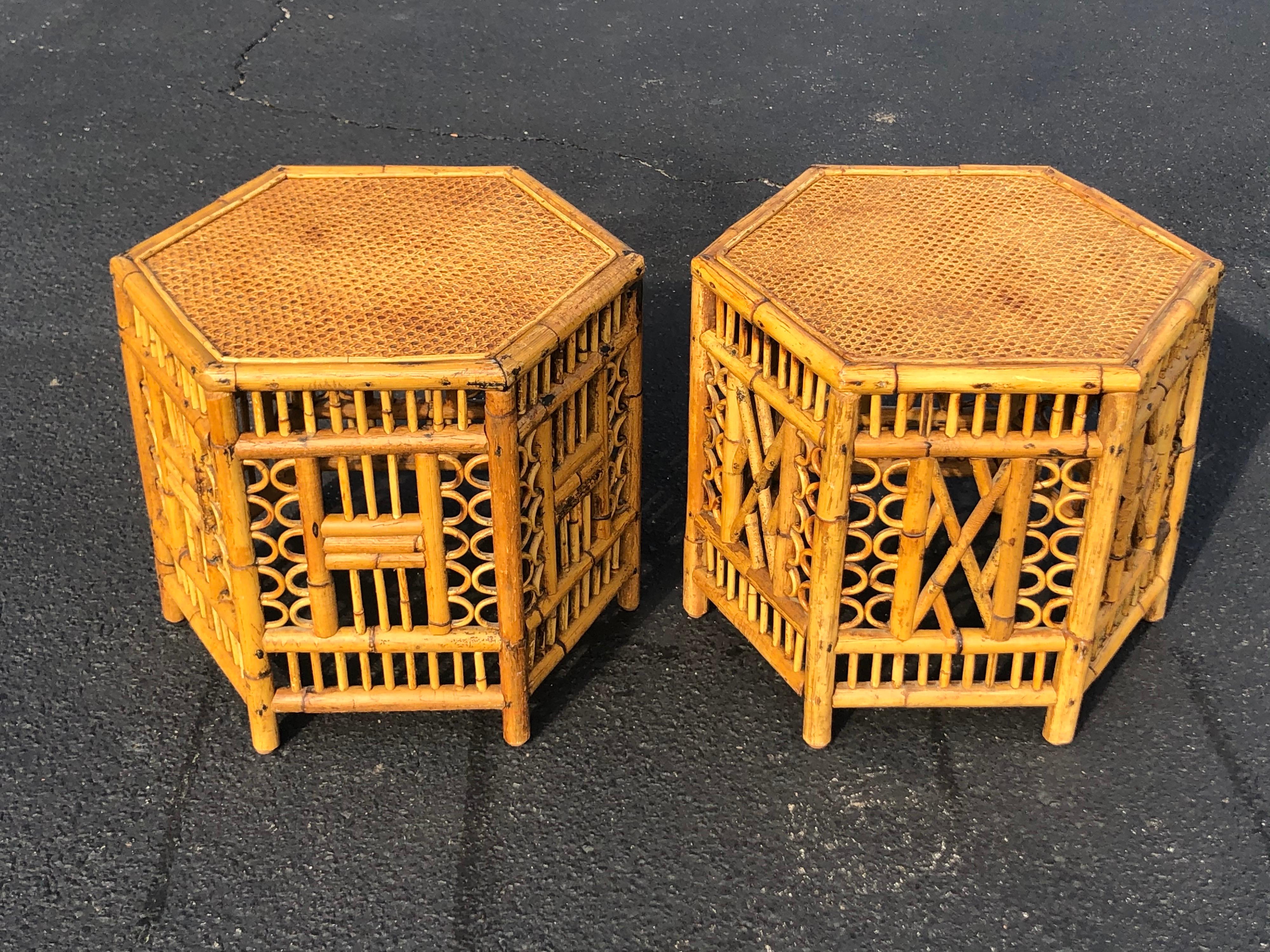 Philippine Pair of Vintage Brighton Style Bamboo Tables