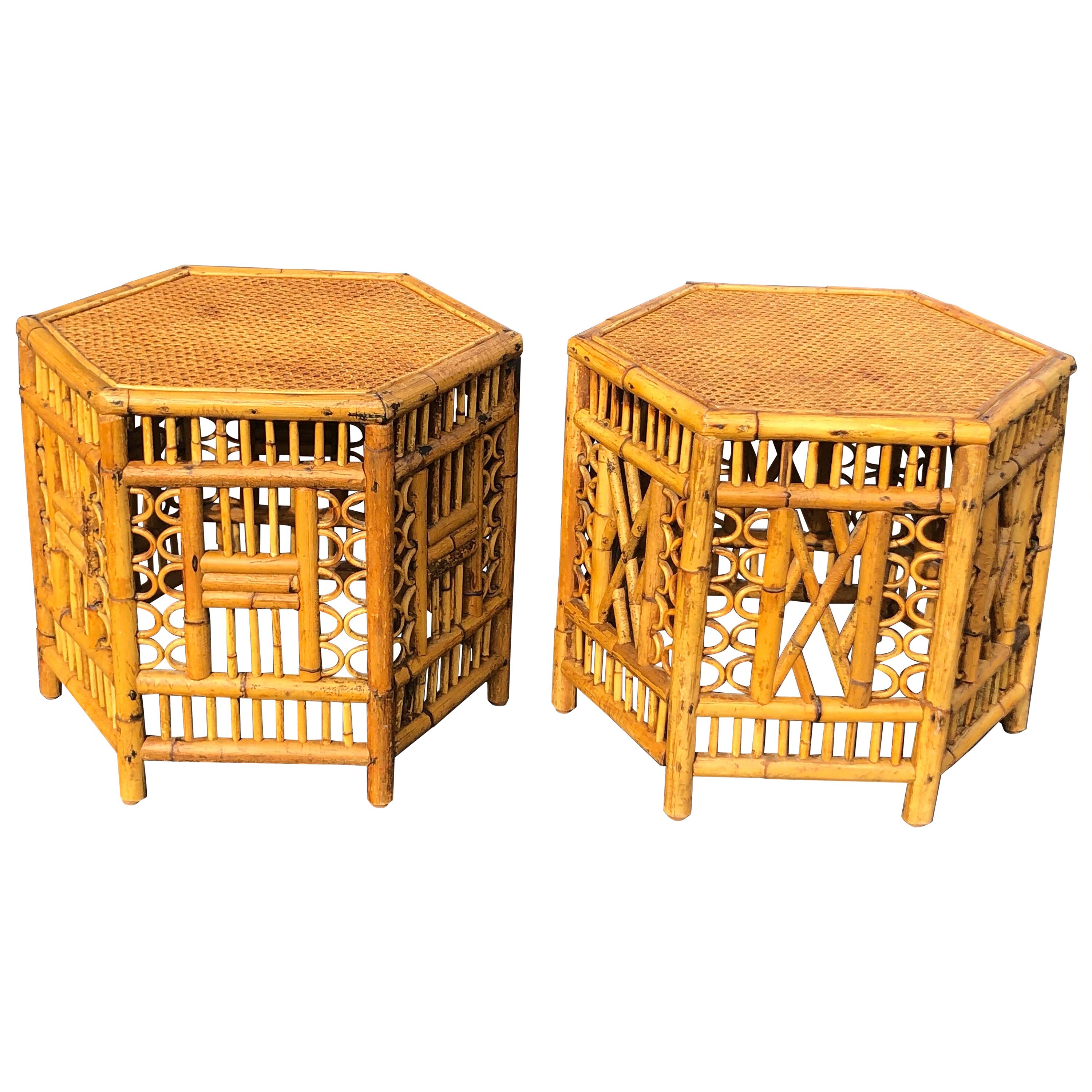 Pair of Vintage Brighton Style Bamboo Tables