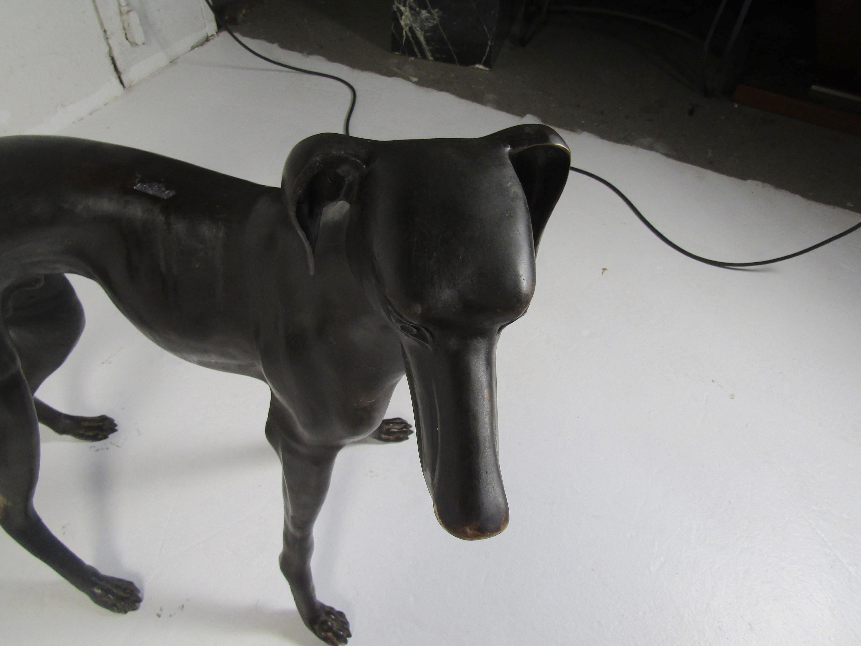 Late 20th Century Pair of Vintage Bronze Dog Statues