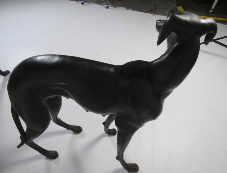 Pair of Vintage Bronze Dog Statues For Sale at 1stDibs