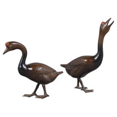 Pair of Vintage Brass Ducks 