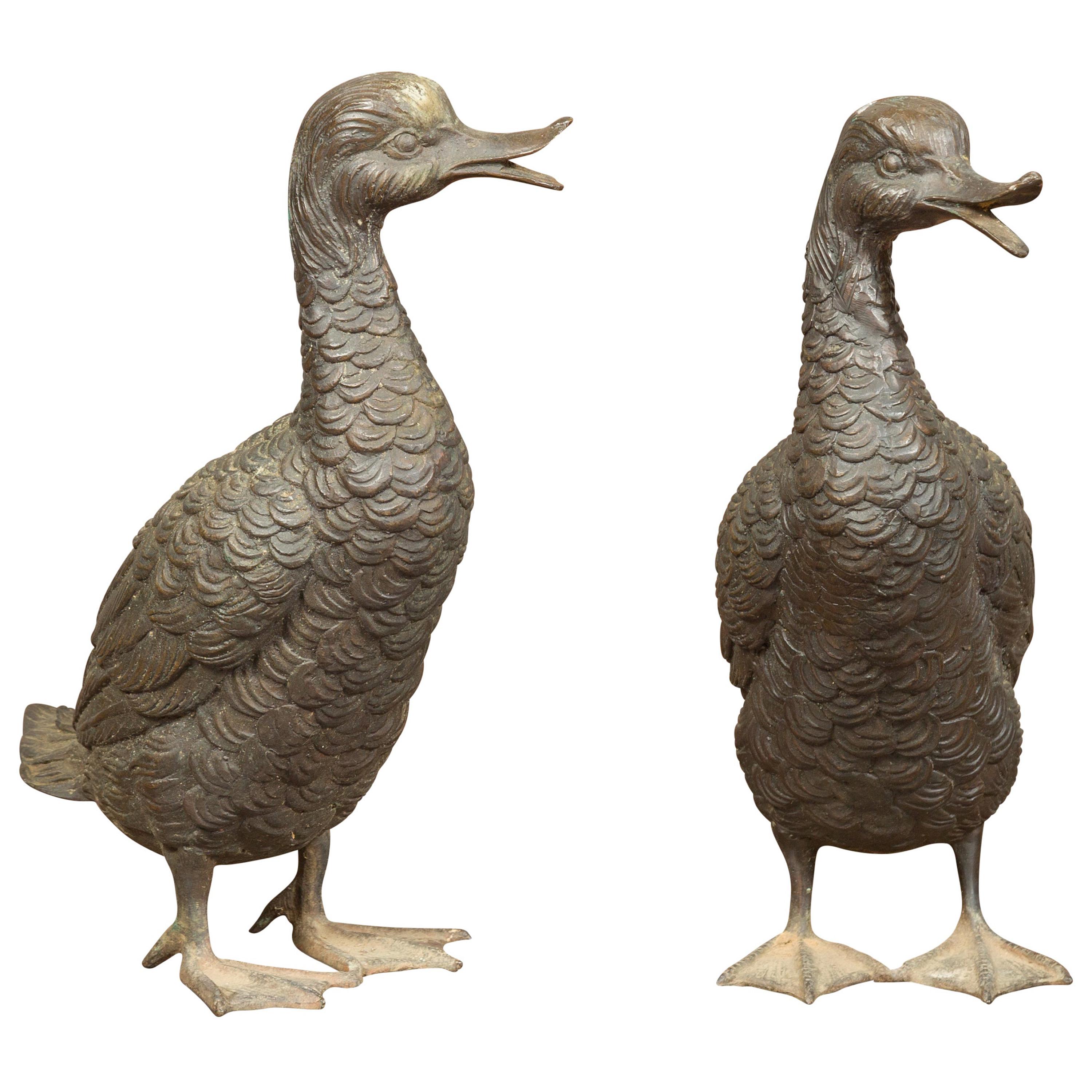 Pair of Vintage Bronze Ducks Standing on Their Palmed Feet, circa 1940 For  Sale at 1stDibs | vintage ducks, standing ducks, standing duck