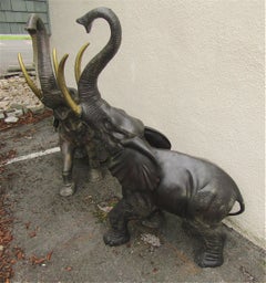 Pair of Vintage Bronze Elephant Statues