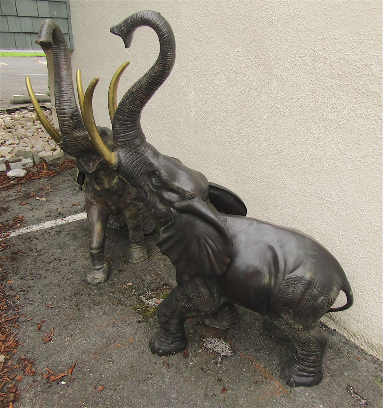Pair of Vintage Bronze Elephant Statues at 1stDibs