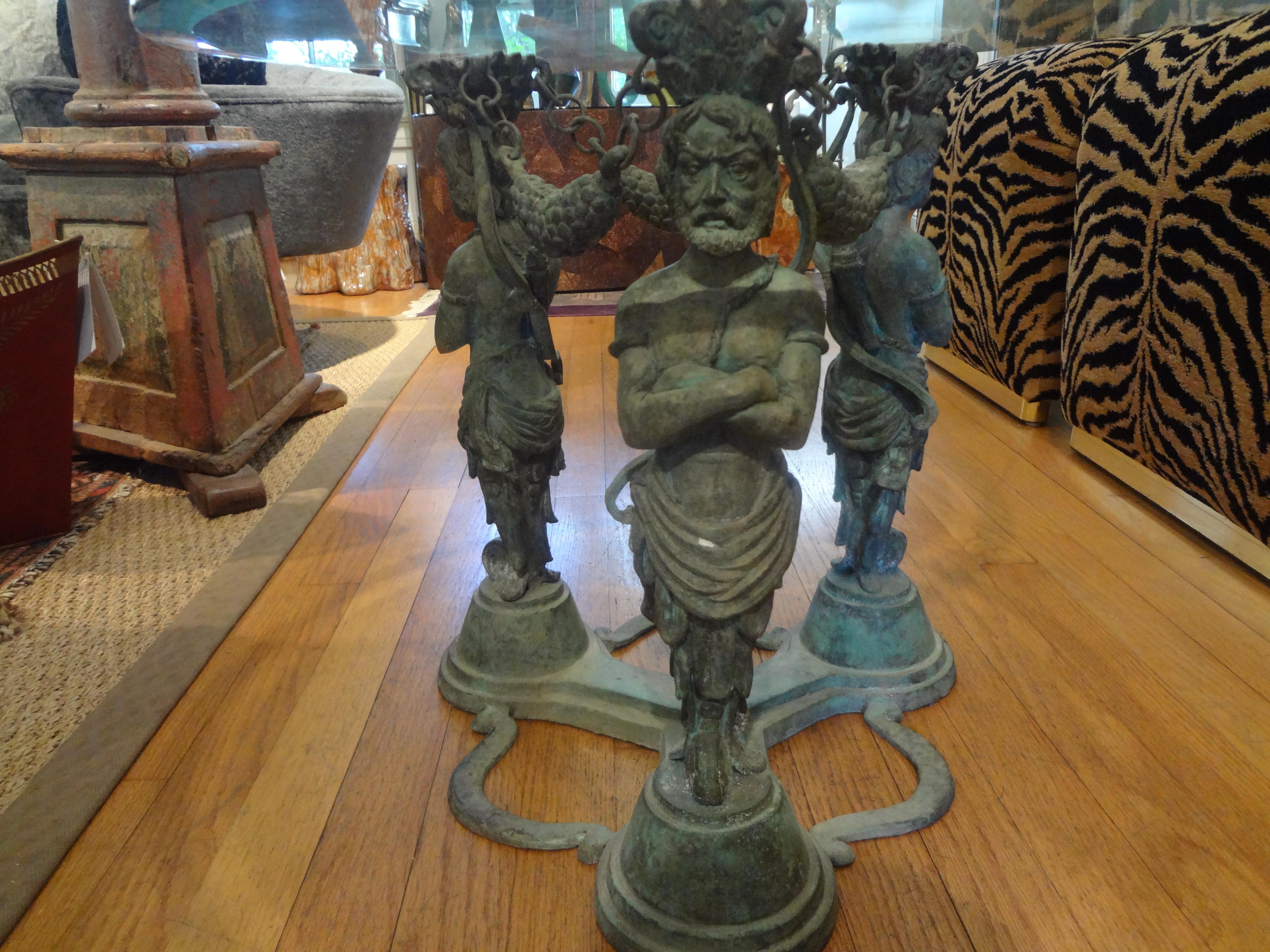 Greco Roman Pair of Vintage Bronze Grecian Inspired Tables For Sale