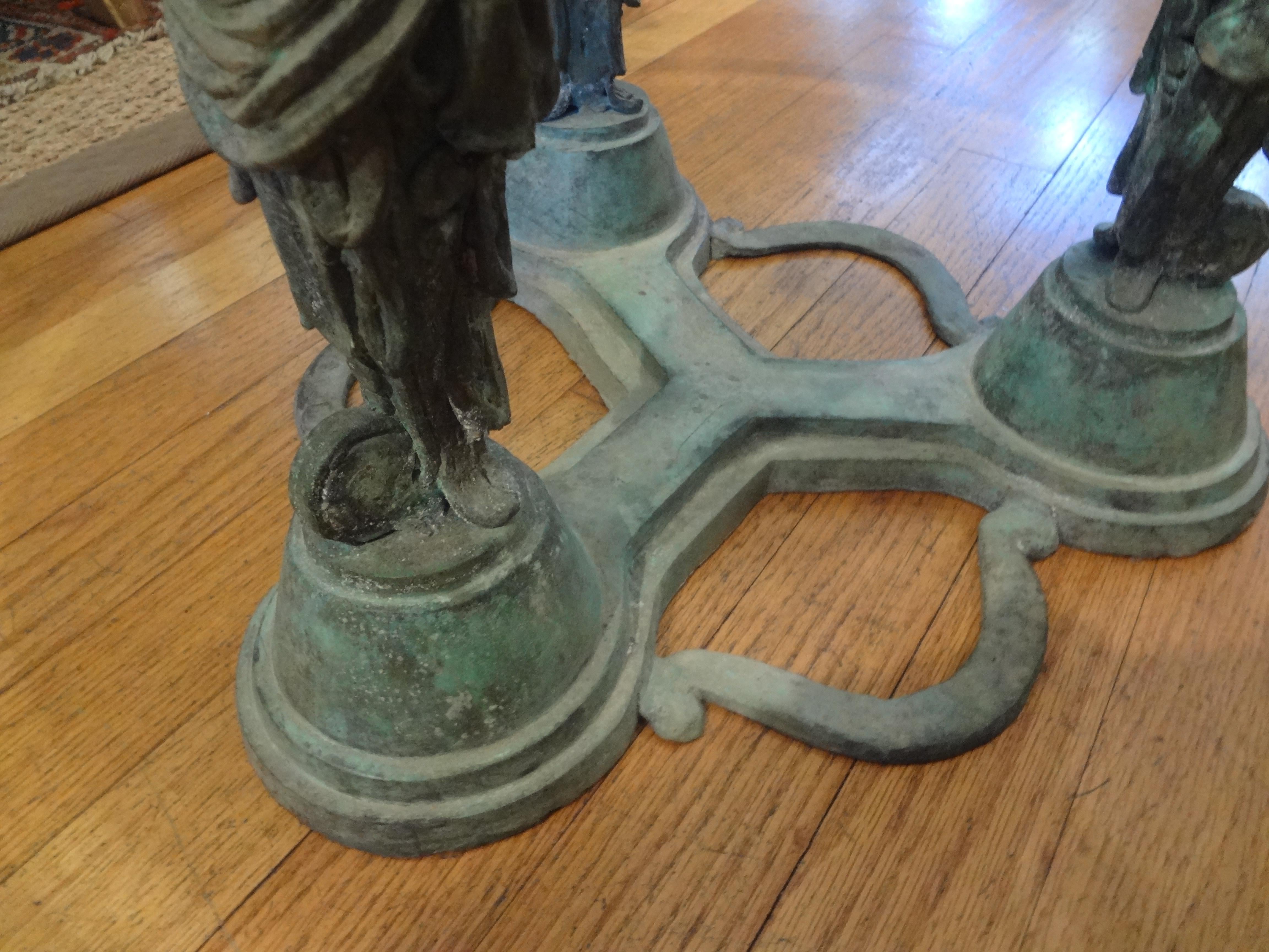 Pair of Vintage Bronze Grecian Inspired Tables In Good Condition For Sale In Houston, TX