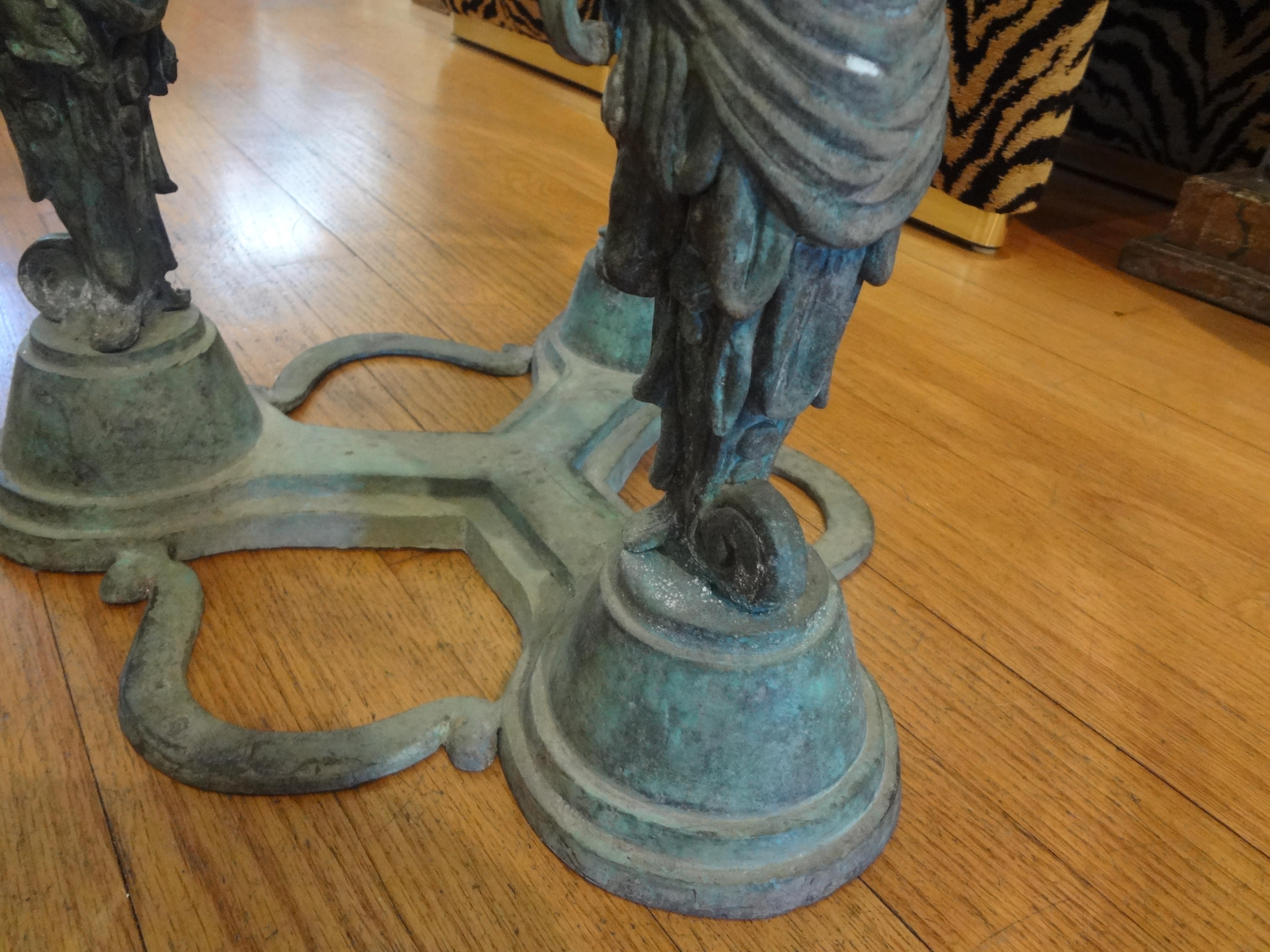 Pair of Vintage Bronze Grecian Inspired Tables For Sale 3