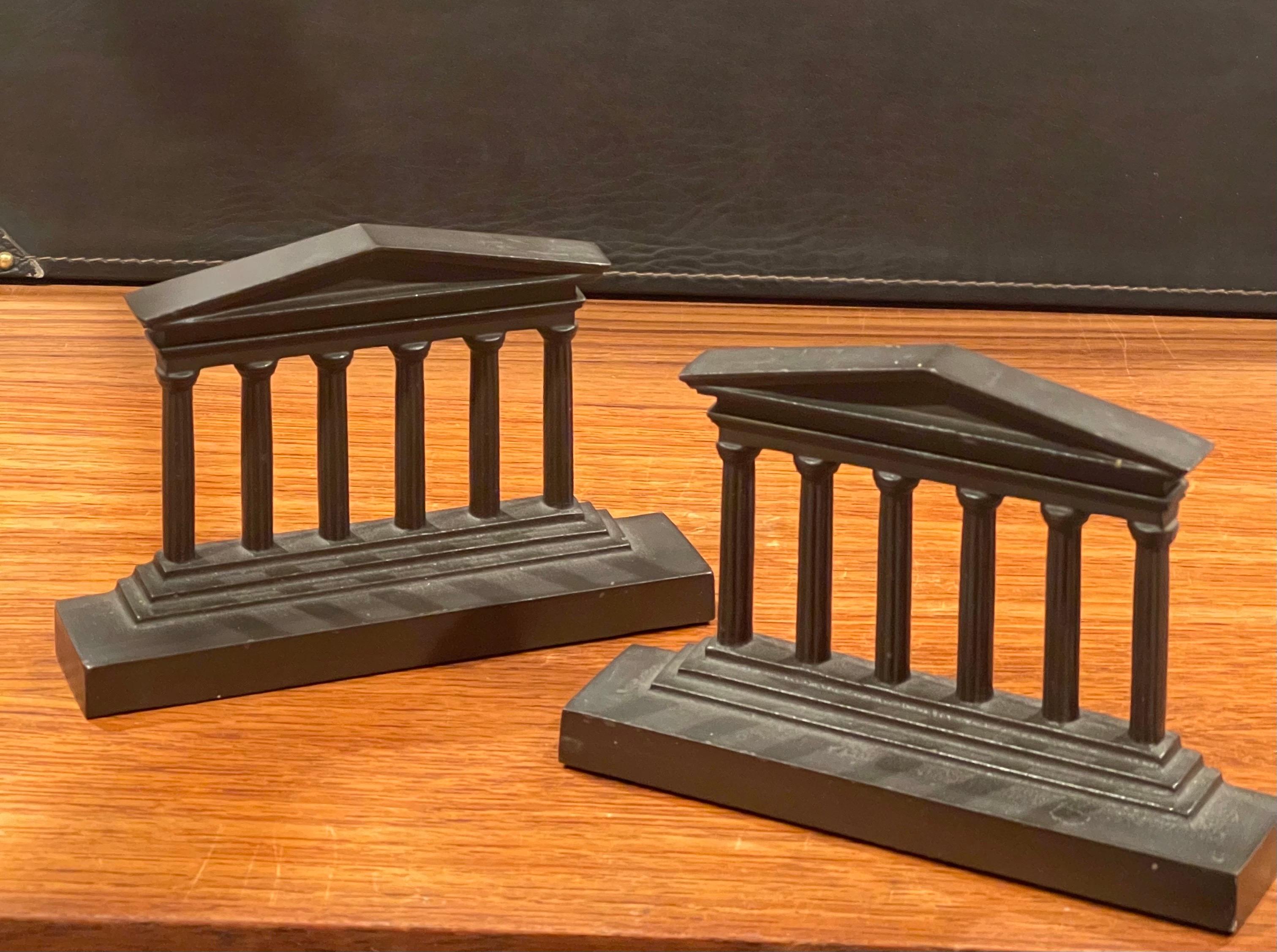 Pair of Vintage Bronze Greek Columns / Parthenon Bookends In Good Condition In San Diego, CA
