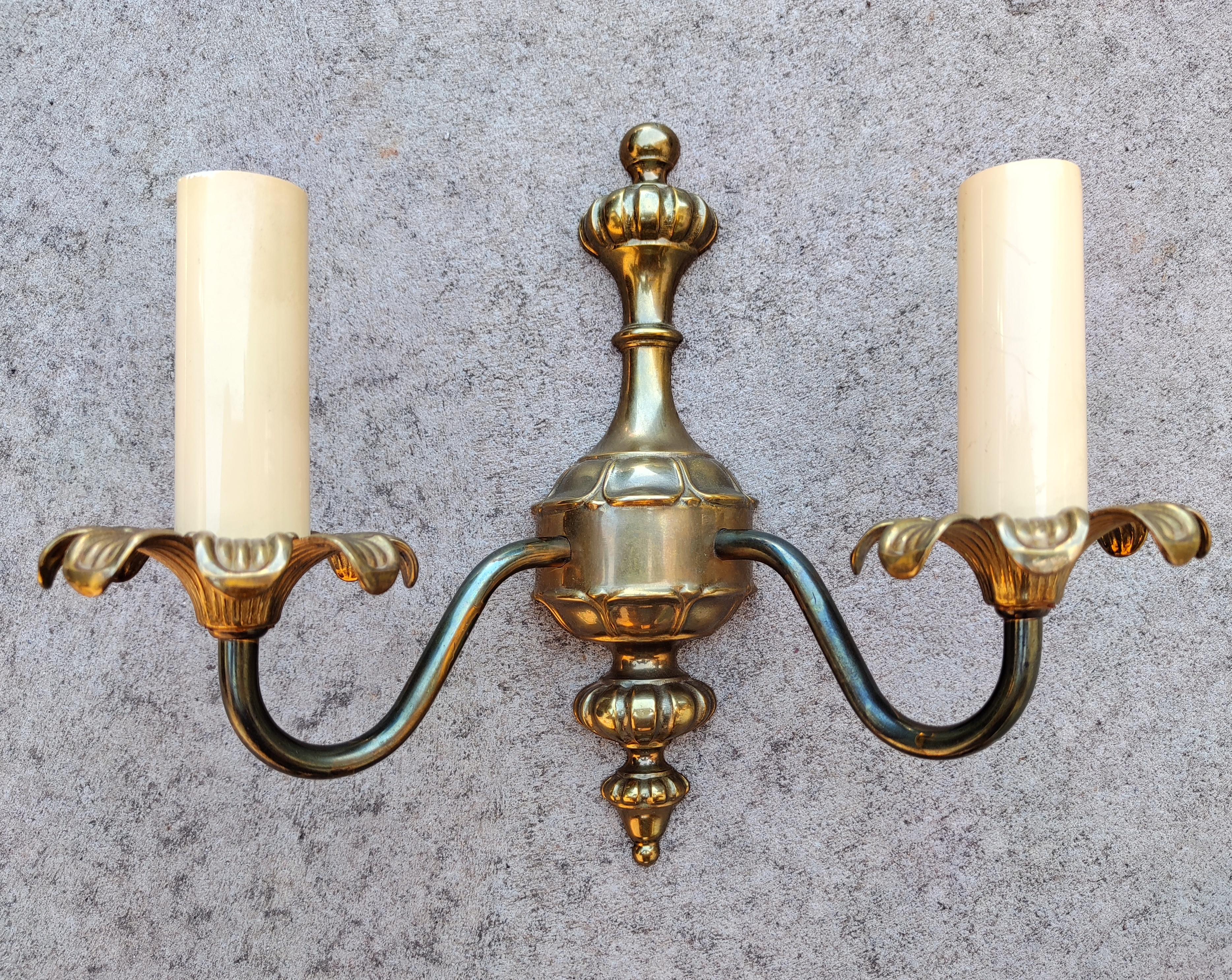 Swedish Pair of Vintage Bronze Sconces by J. Sommer, Made in Sweden in 1960s For Sale
