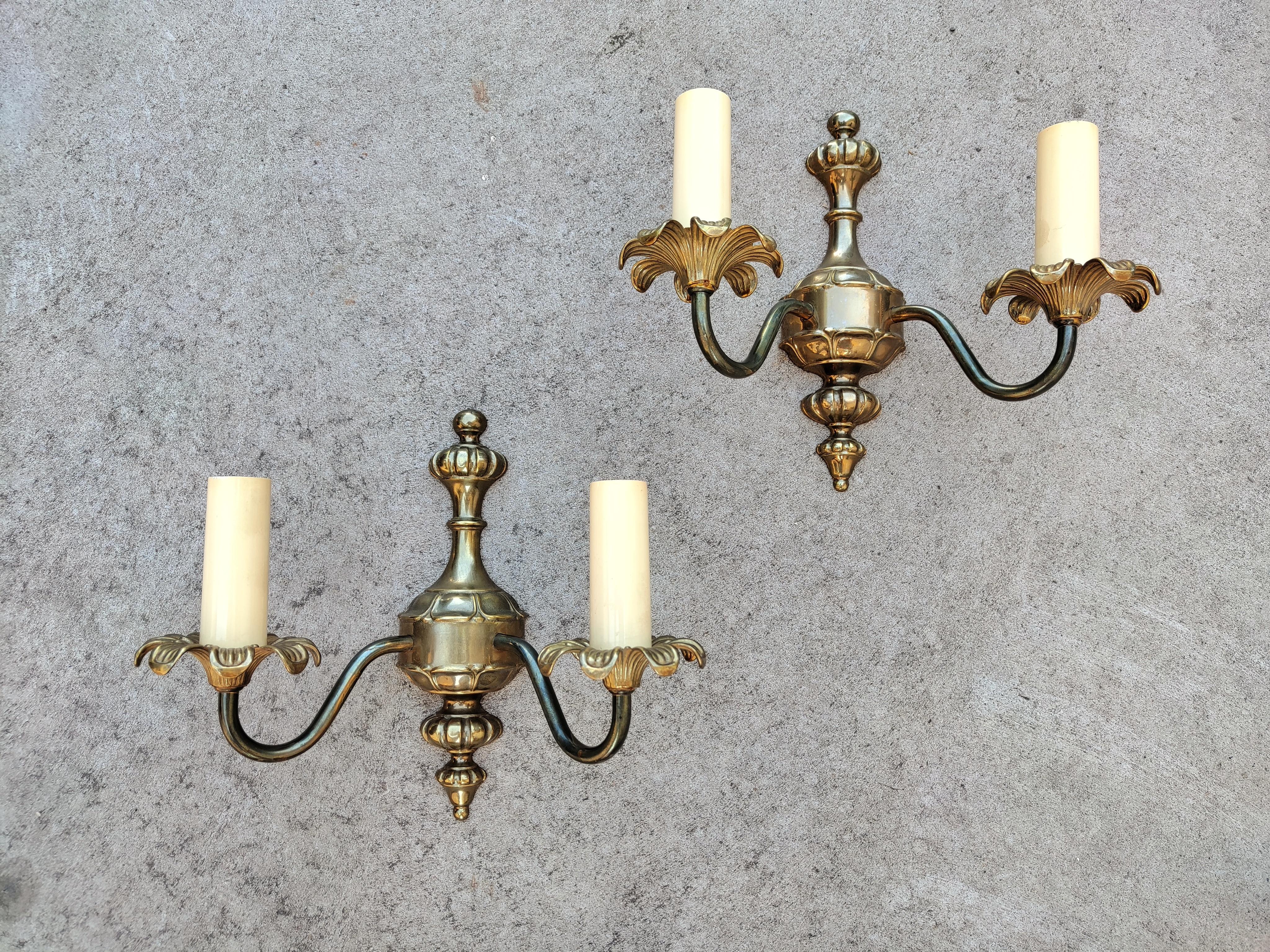 Pair of Vintage Bronze Sconces by J. Sommer, Made in Sweden in 1960s In Good Condition For Sale In Beograd, RS