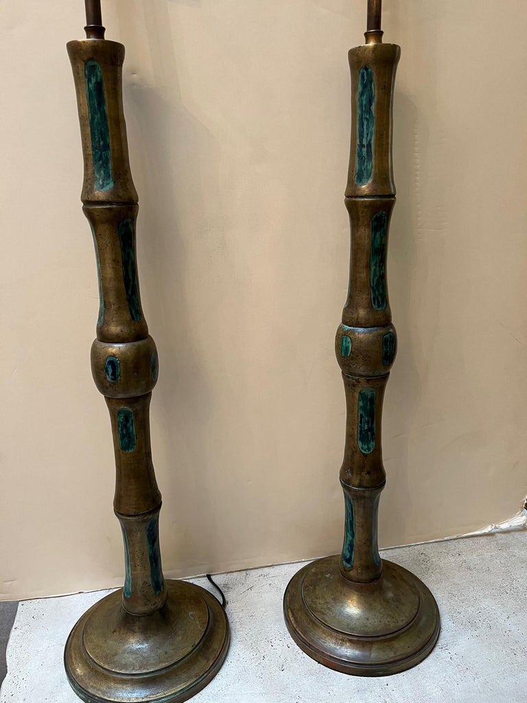 Pair of Vintage Bronze Table Lamp Designed by Pepe Mendoza For Sale 2