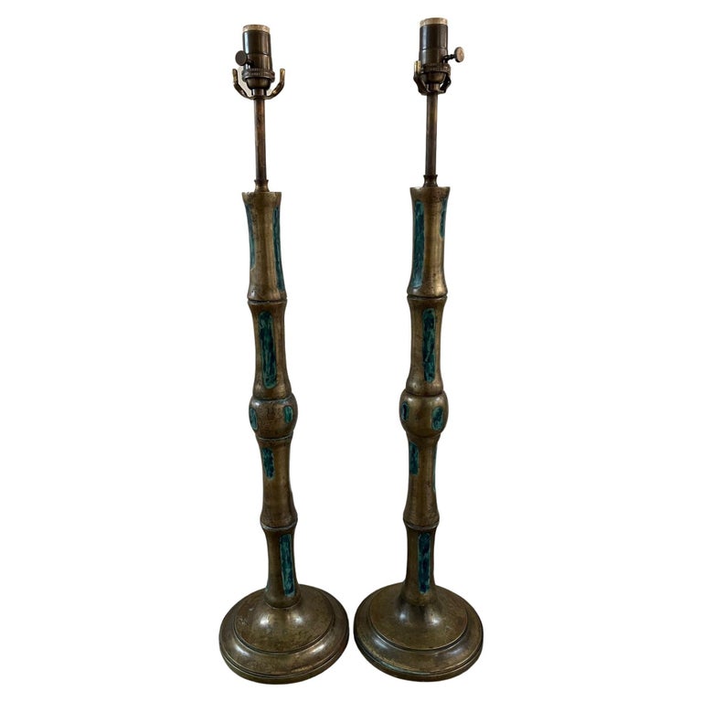 Pair of Vintage Bronze Table Lamp Designed by Pepe Mendoza For Sale