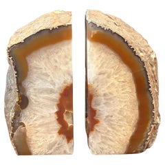 Pair of Vintage Brown Geode Quartz Bookends