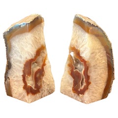 Pair of Vintage Brown Geode Quartz Bookends