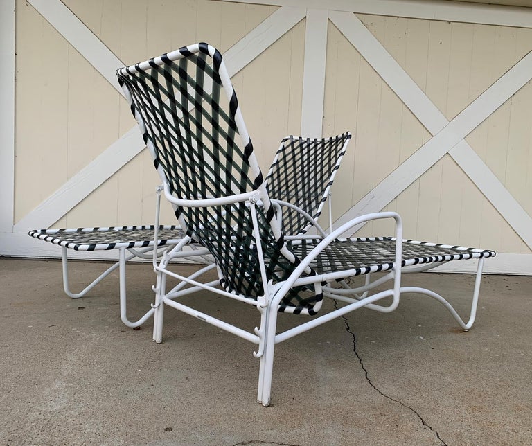Pair of Vintage Brown Jordan Lido Chaise Lounges with Vinyl Straps at