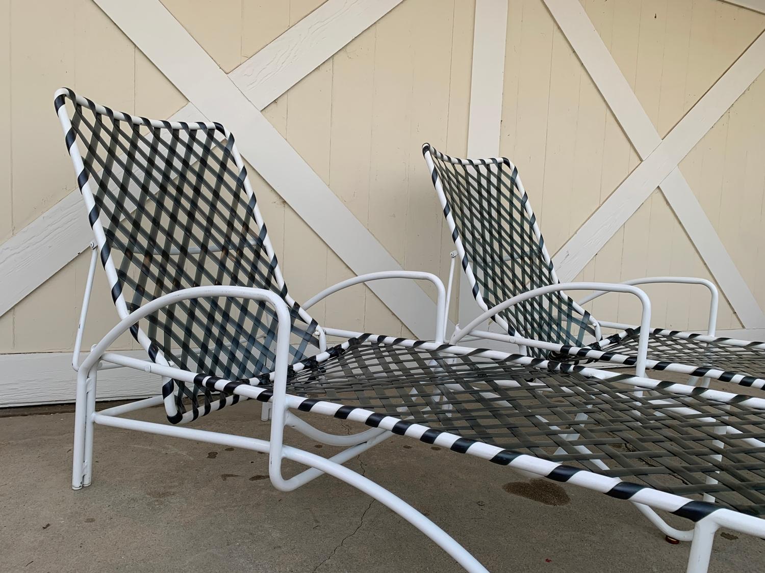 Pair of Vintage Brown Jordan Lido Chaise Lounges with Vinyl Straps 2