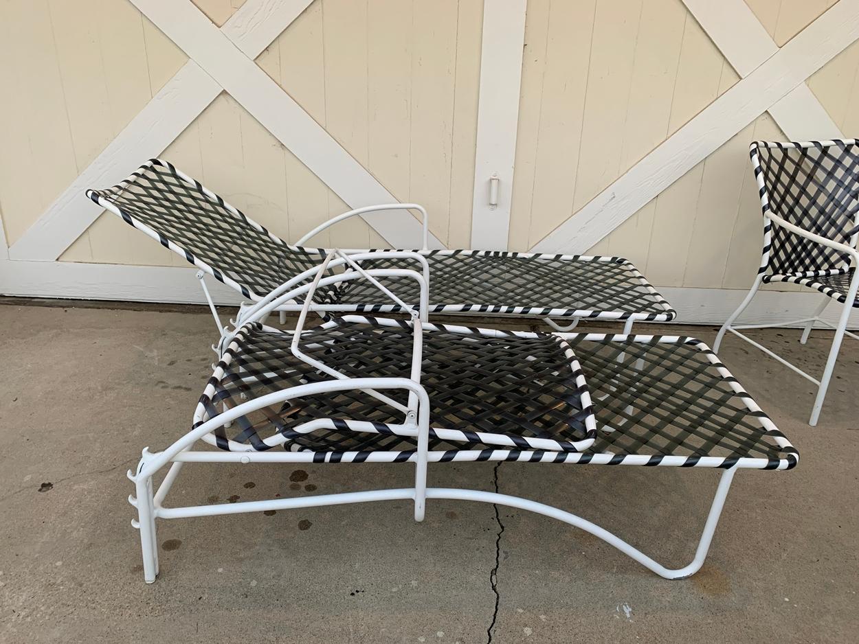 Mid-Century Modern Pair of Vintage Brown Jordan Lido Chaise Lounges with Vinyl Straps