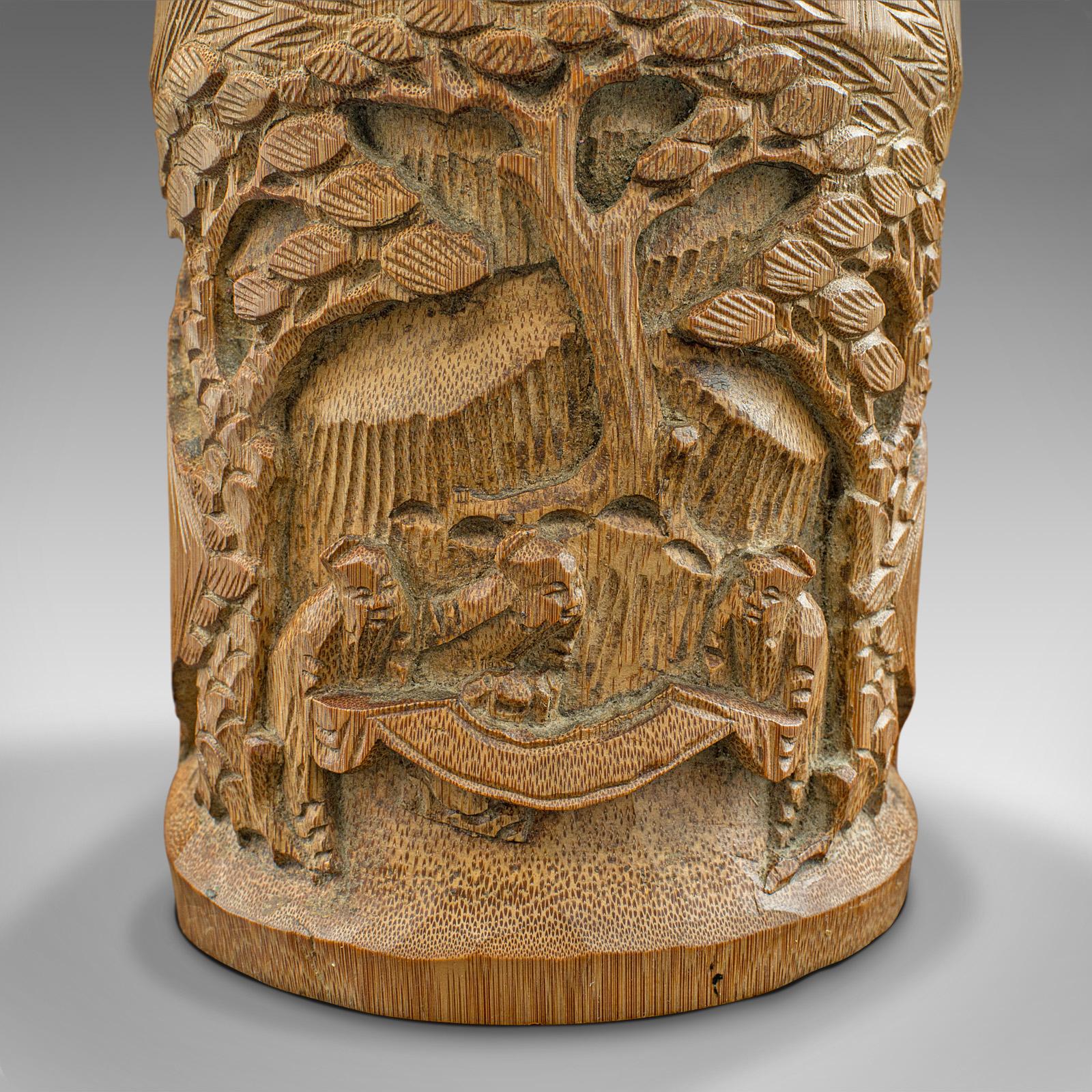 Paire de pots à pinceaux chinois, en bambou sculpté à la main, vase à fleurs seces, Bitong en vente 4